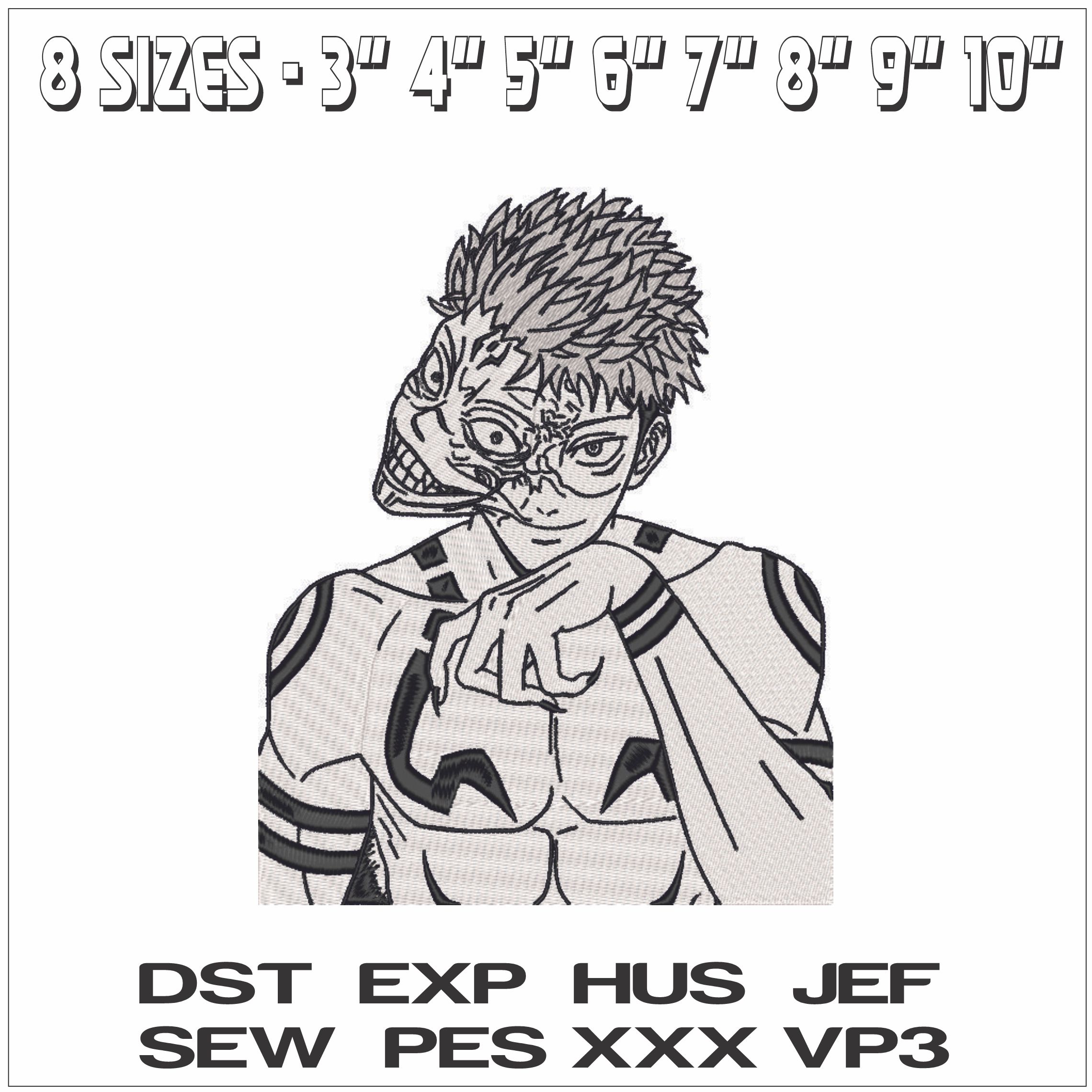 Sukuna Split Personality - Jujutsu Kaisen - Anime-Elegant embroidery design file - instant download — view 2