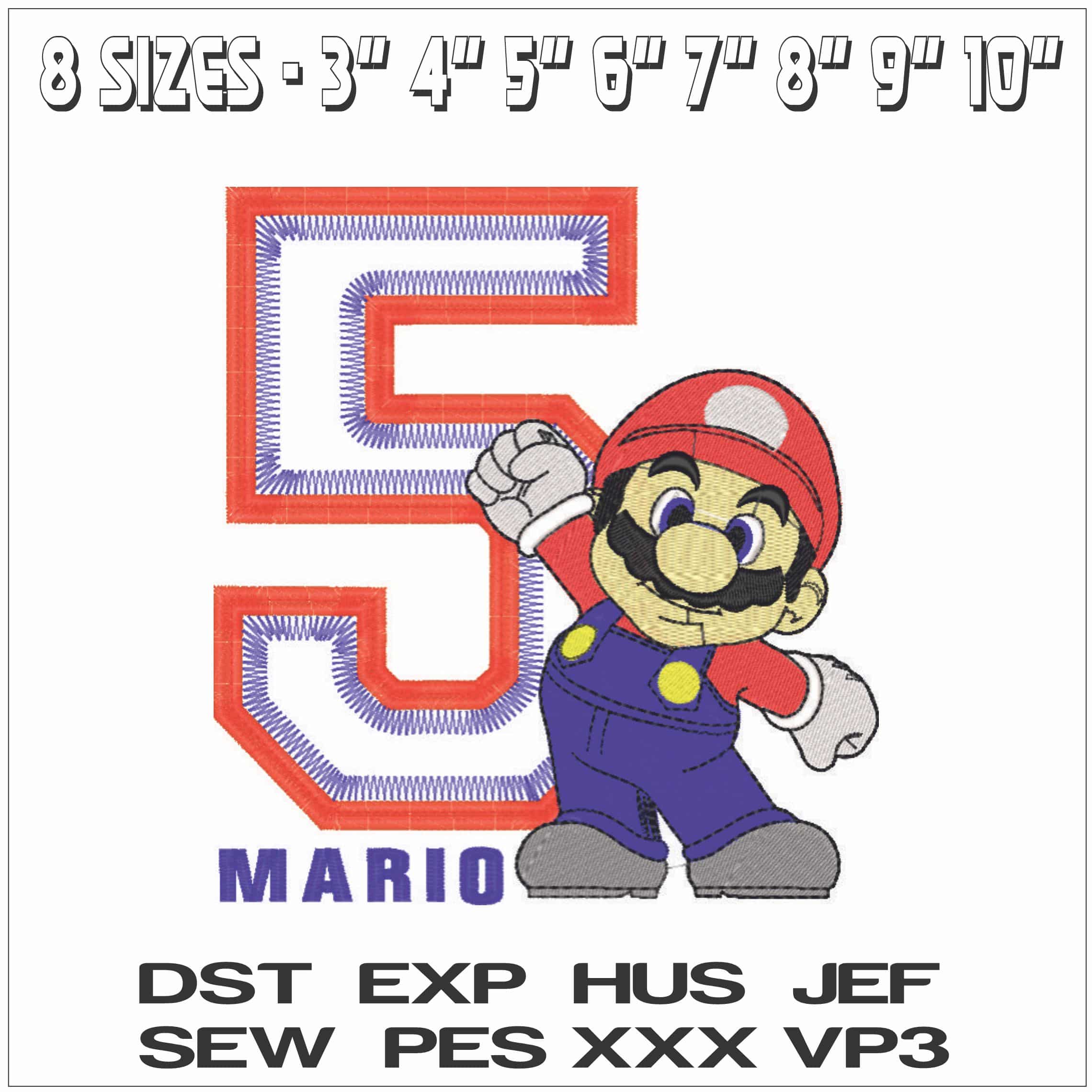 Super Mario Celebrate Five-Elegant embroidery design file - instant download — view 2