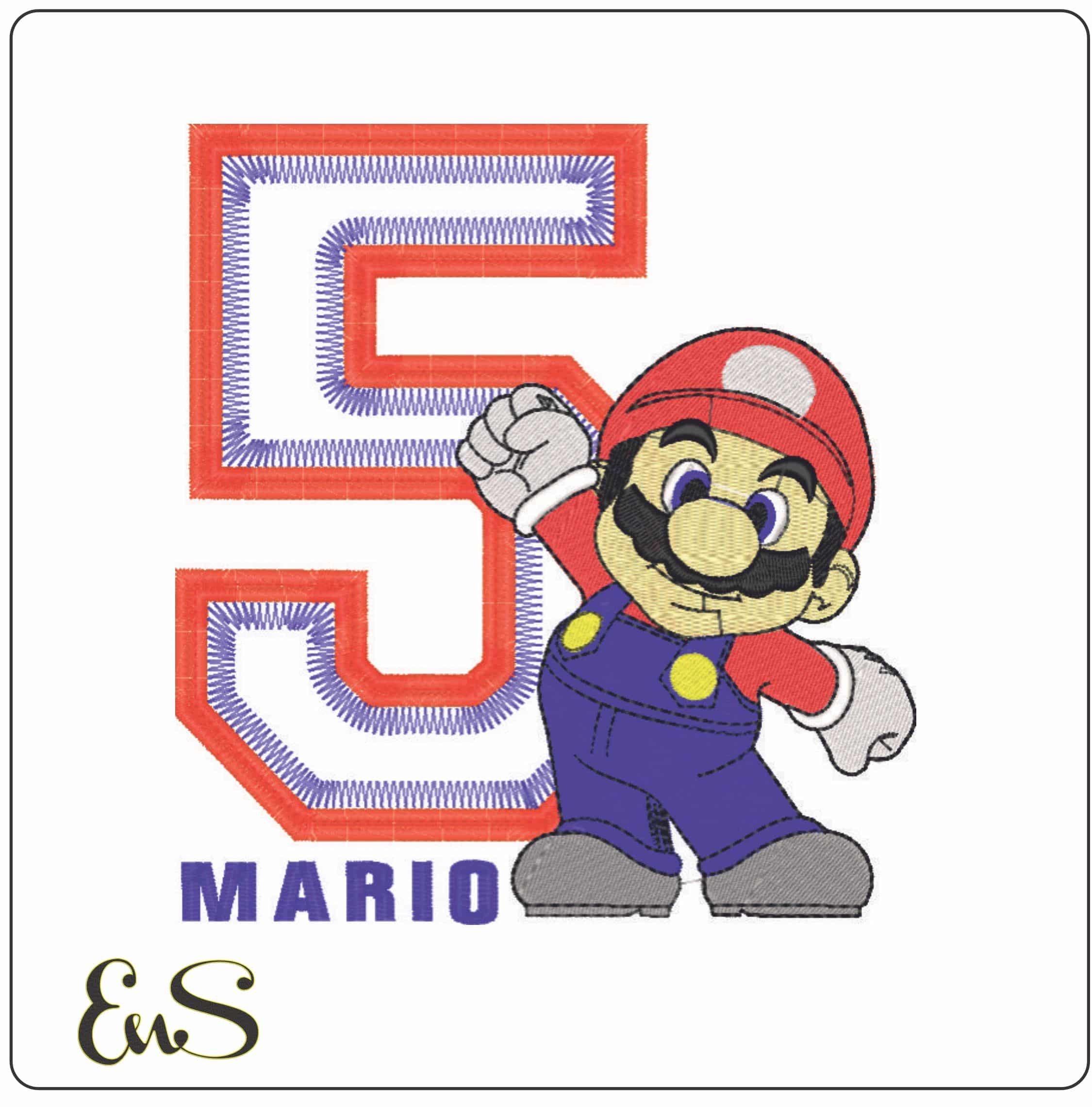 Super Mario Celebrate Five-Elegant embroidery design file - instant download