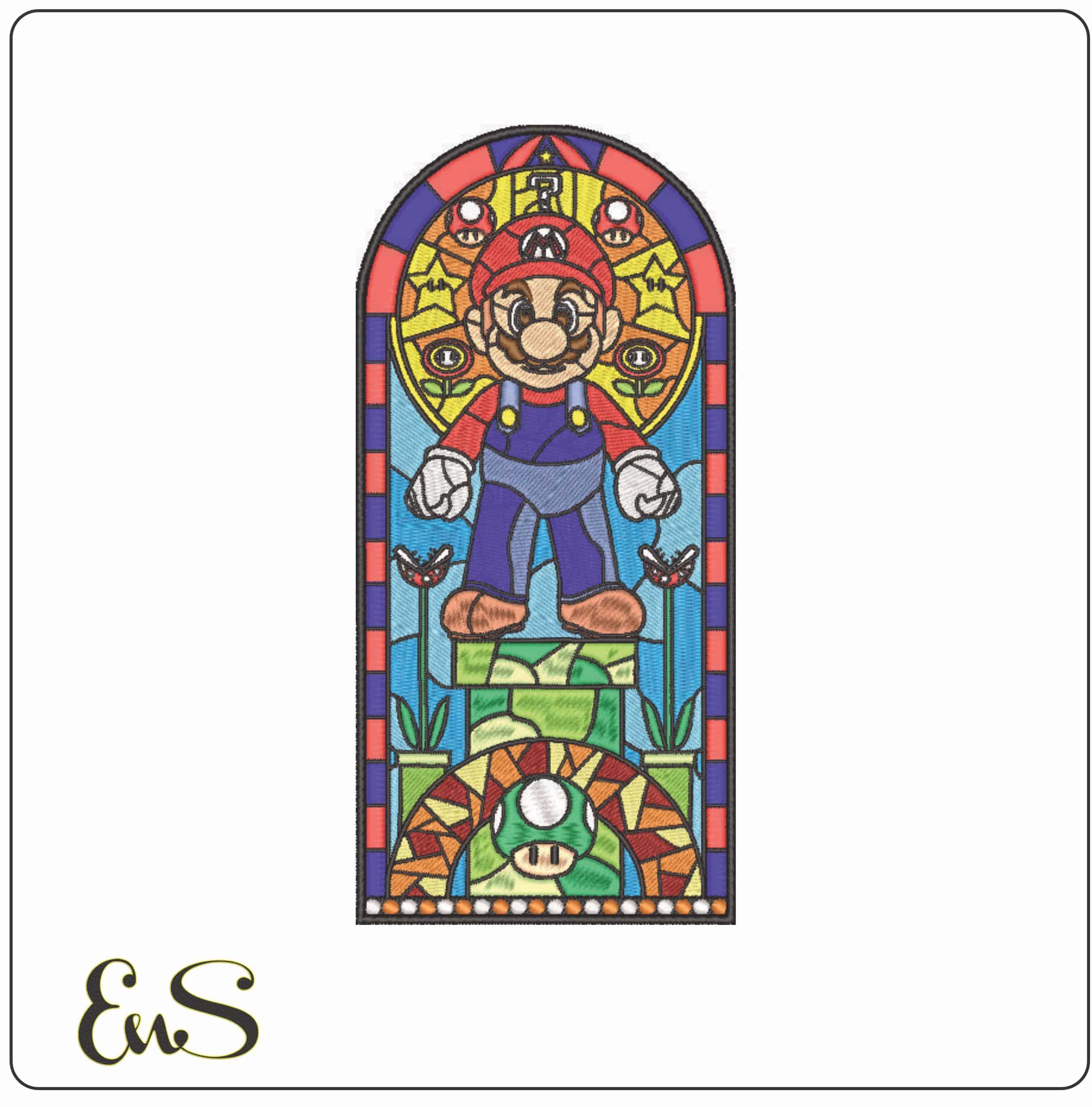Super Mario Stained Glass-Elegant embroidery design file - instant download