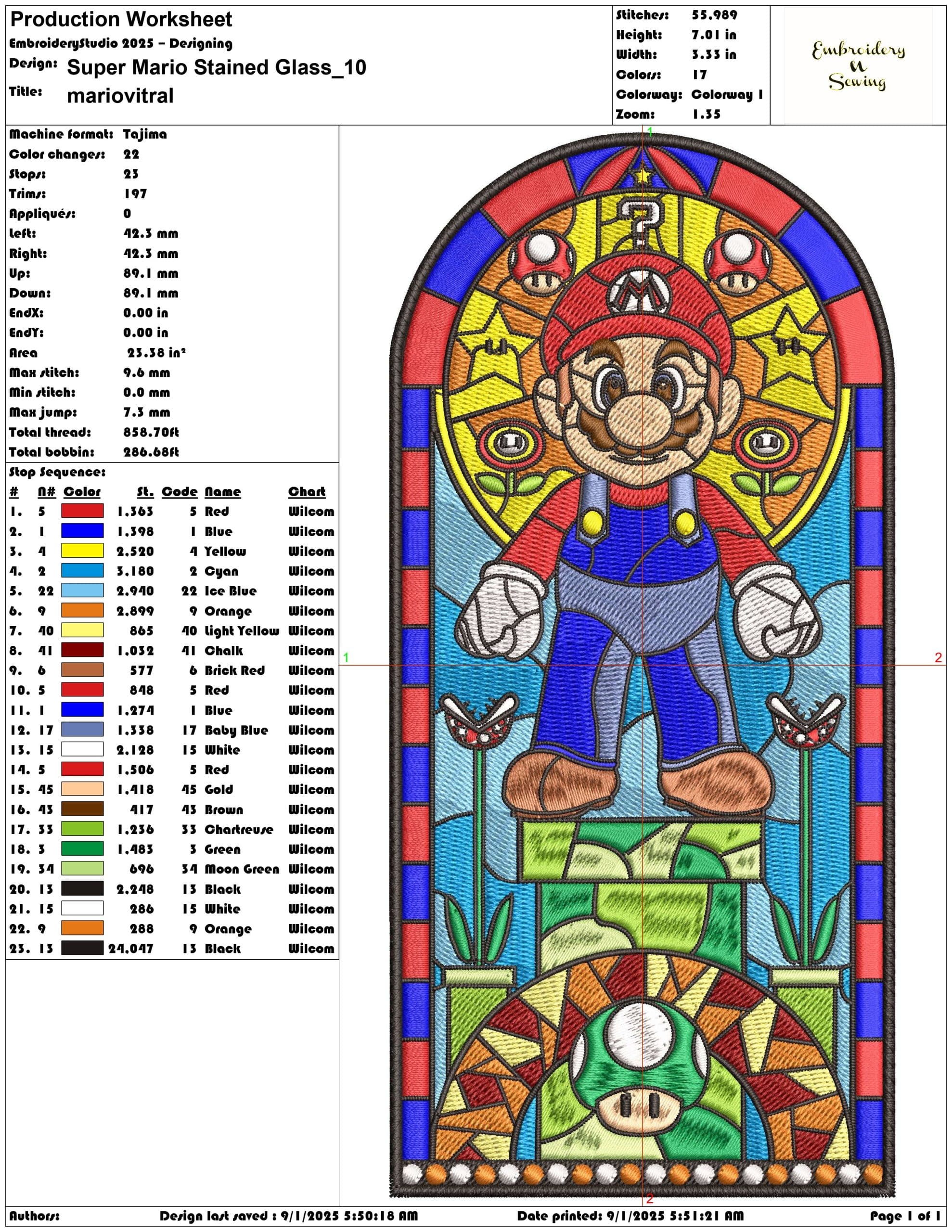 Super Mario Stained Glass-Elegant embroidery design file - instant download — view 3