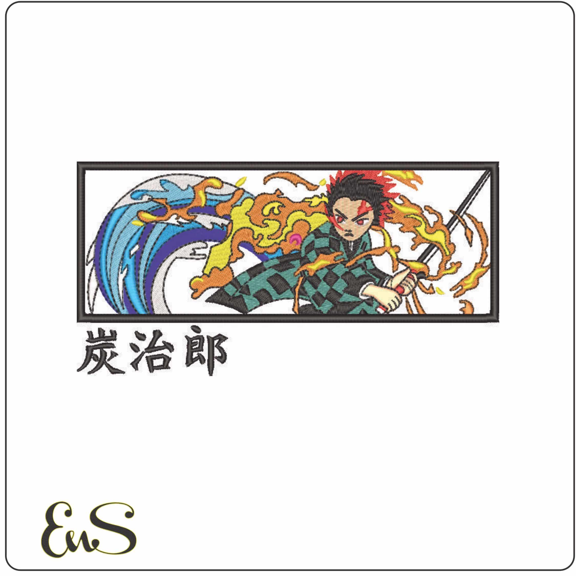 Tanjiro Kamado in Frame - Demon Slayer - Anime-Elegant embroidery design file - instant download
