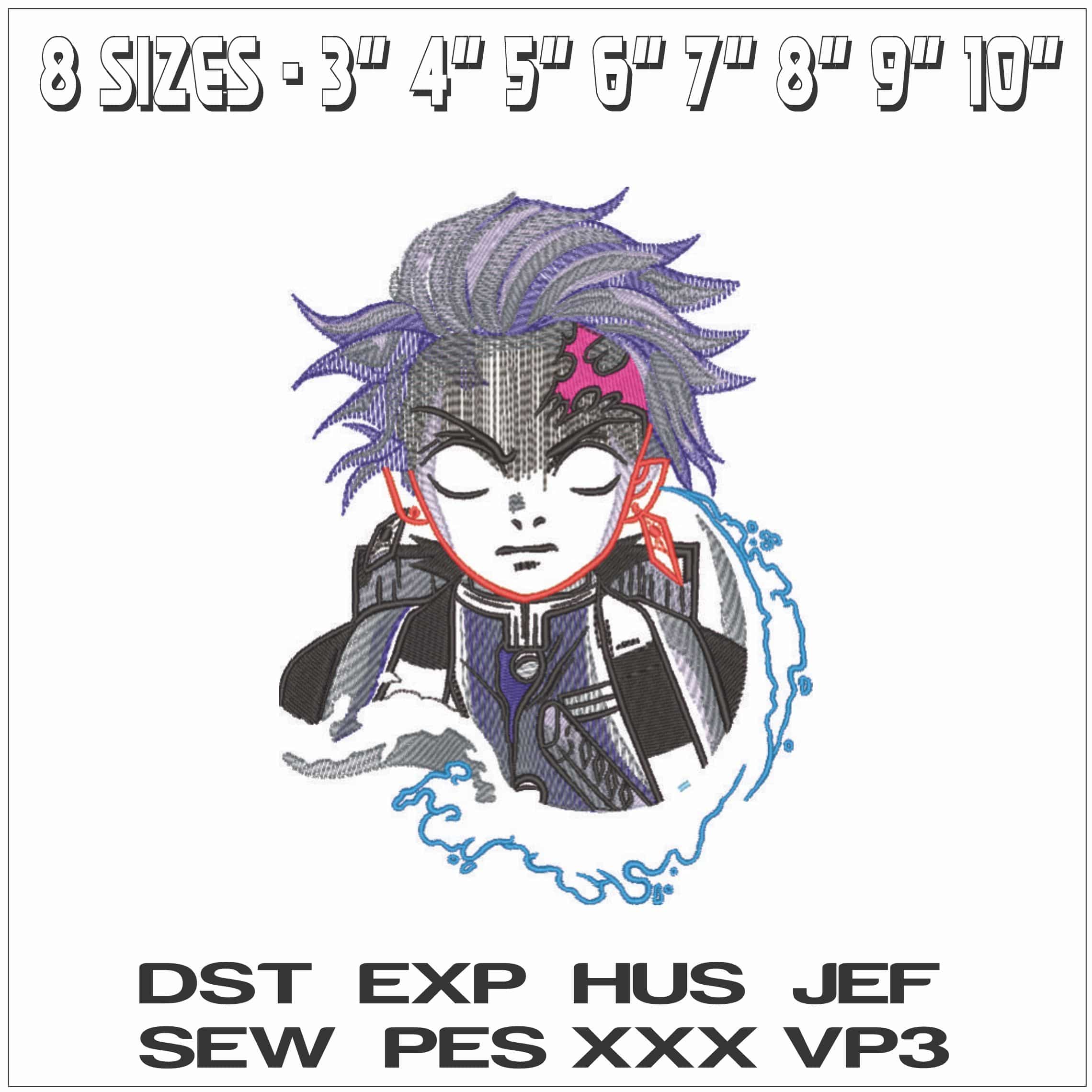 Tanjiro line art - Demon Slayer - Anime-Elegant embroidery design file - instant download — view 2