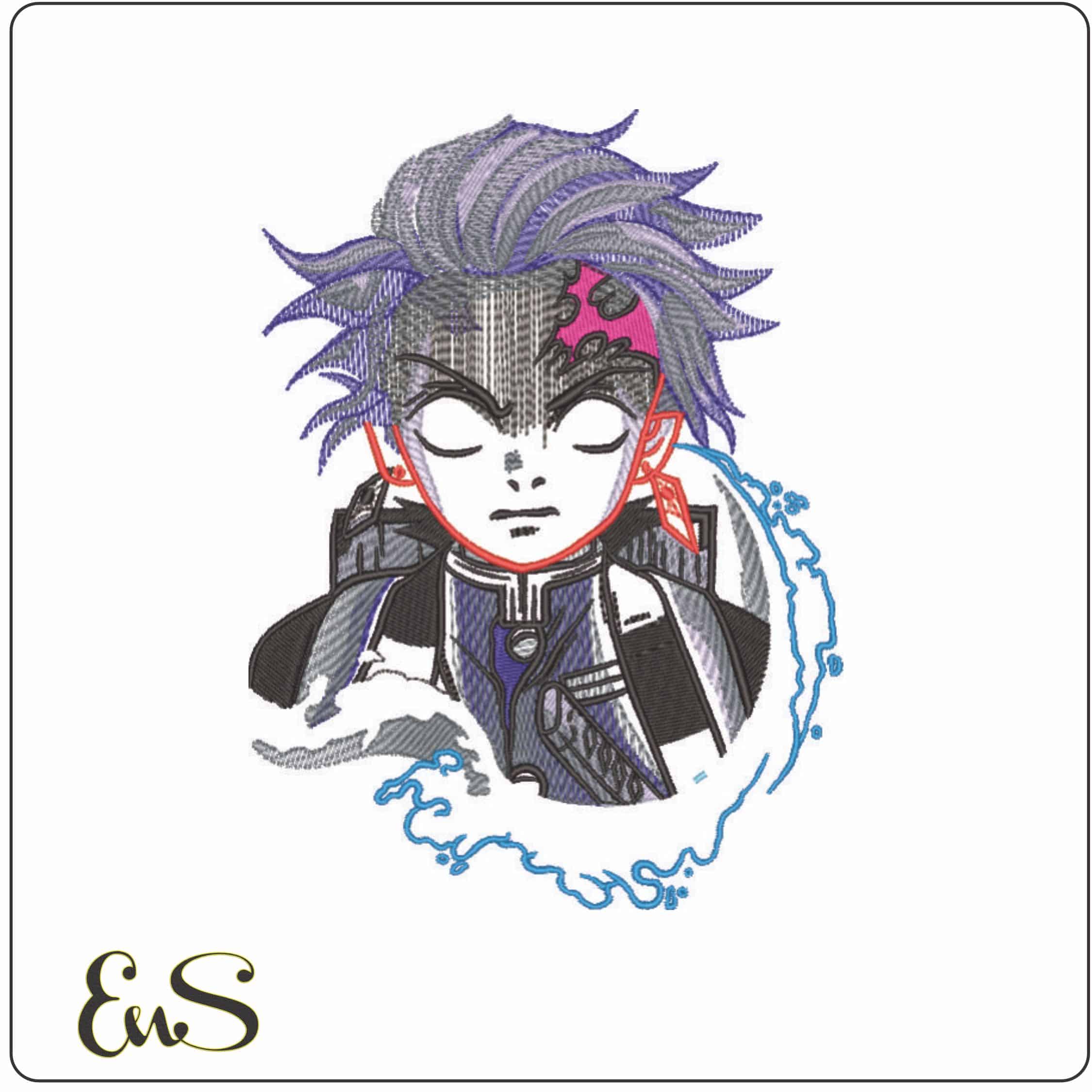 Tanjiro line art - Demon Slayer - Anime-Elegant embroidery design file - instant download