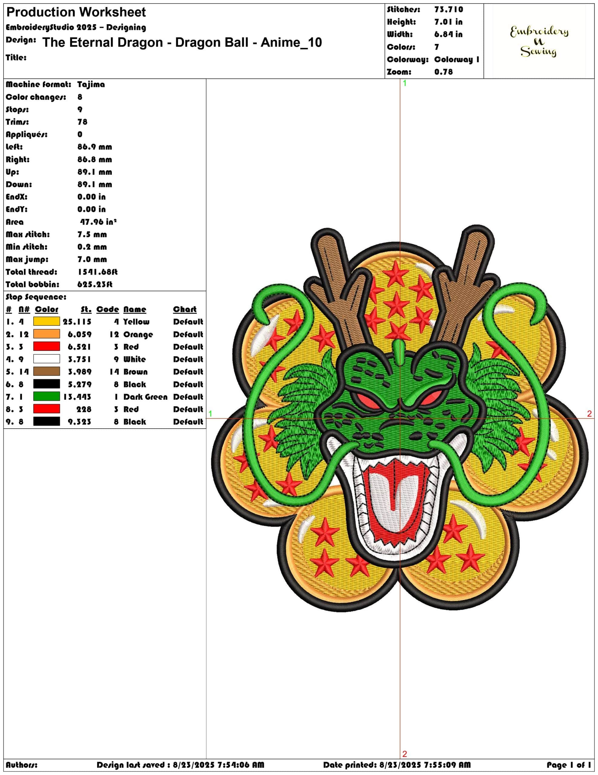The Eternal Dragon - Dragon Ball - Anime-Elegant embroidery design file - instant download — view 3