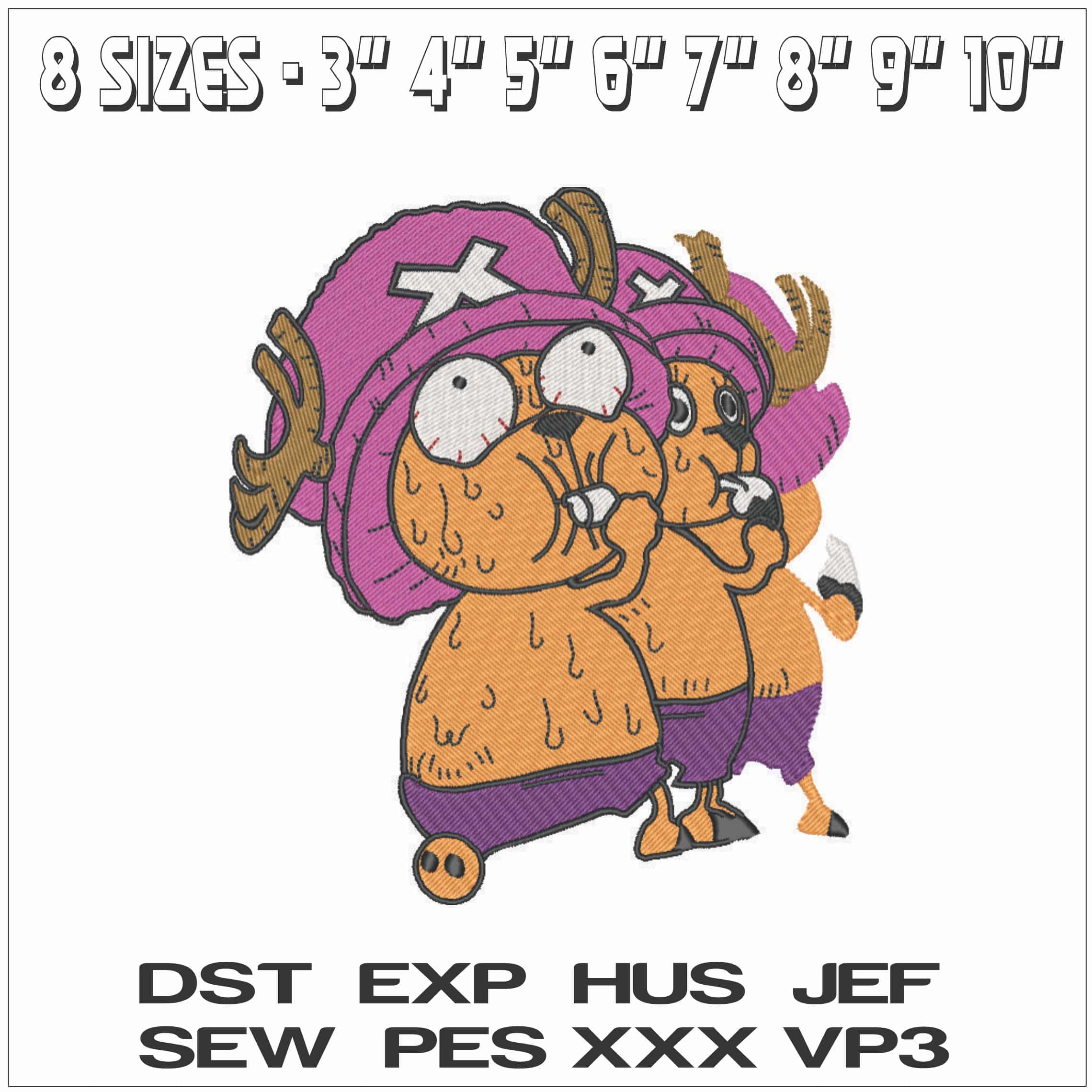 Tony Tony Chopper - One Piece  - Anime-Elegant embroidery design file - instant download — view 2