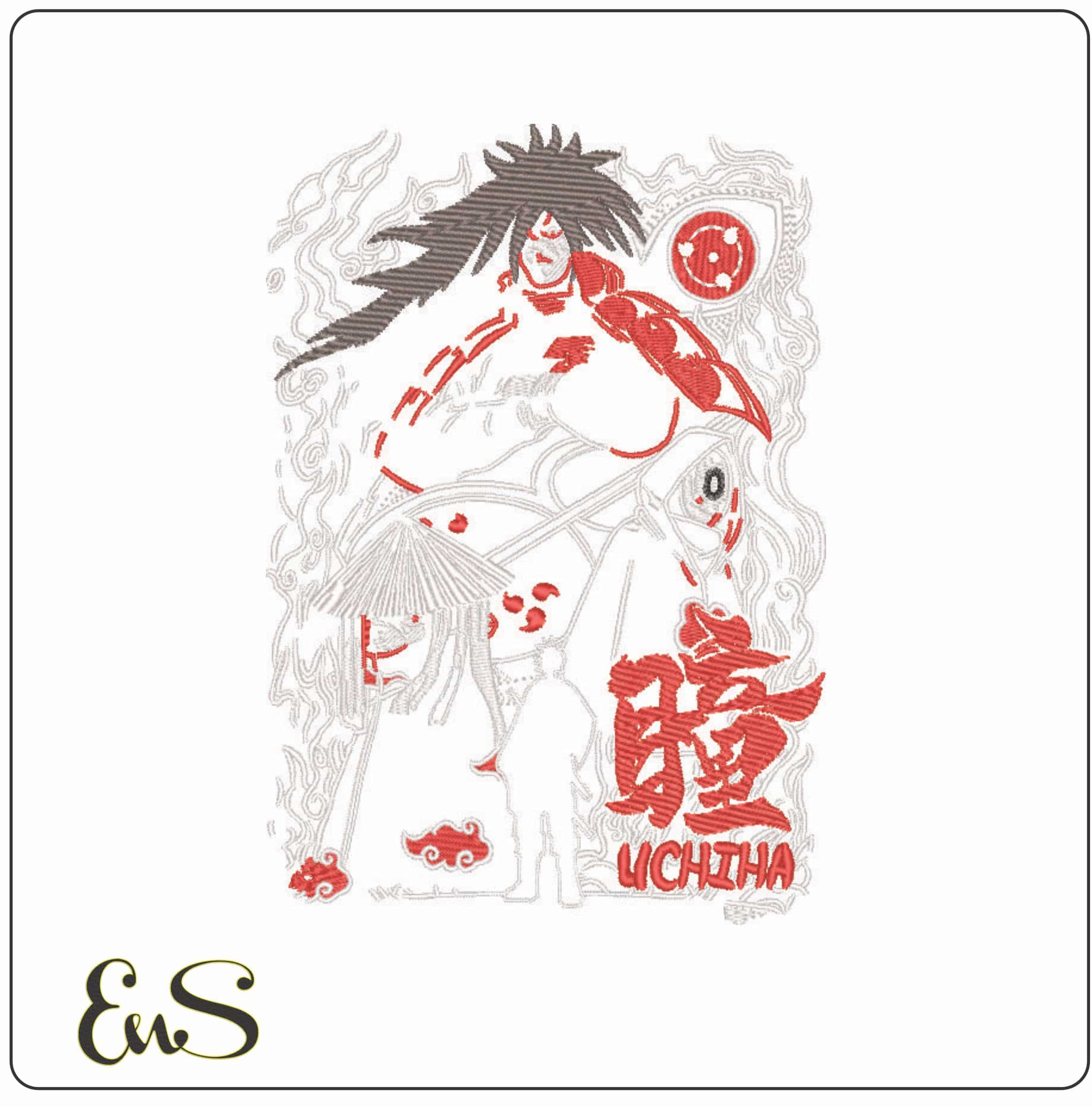 Uchiha Clan - Naruto - Anime-Elegant embroidery design file - instant download