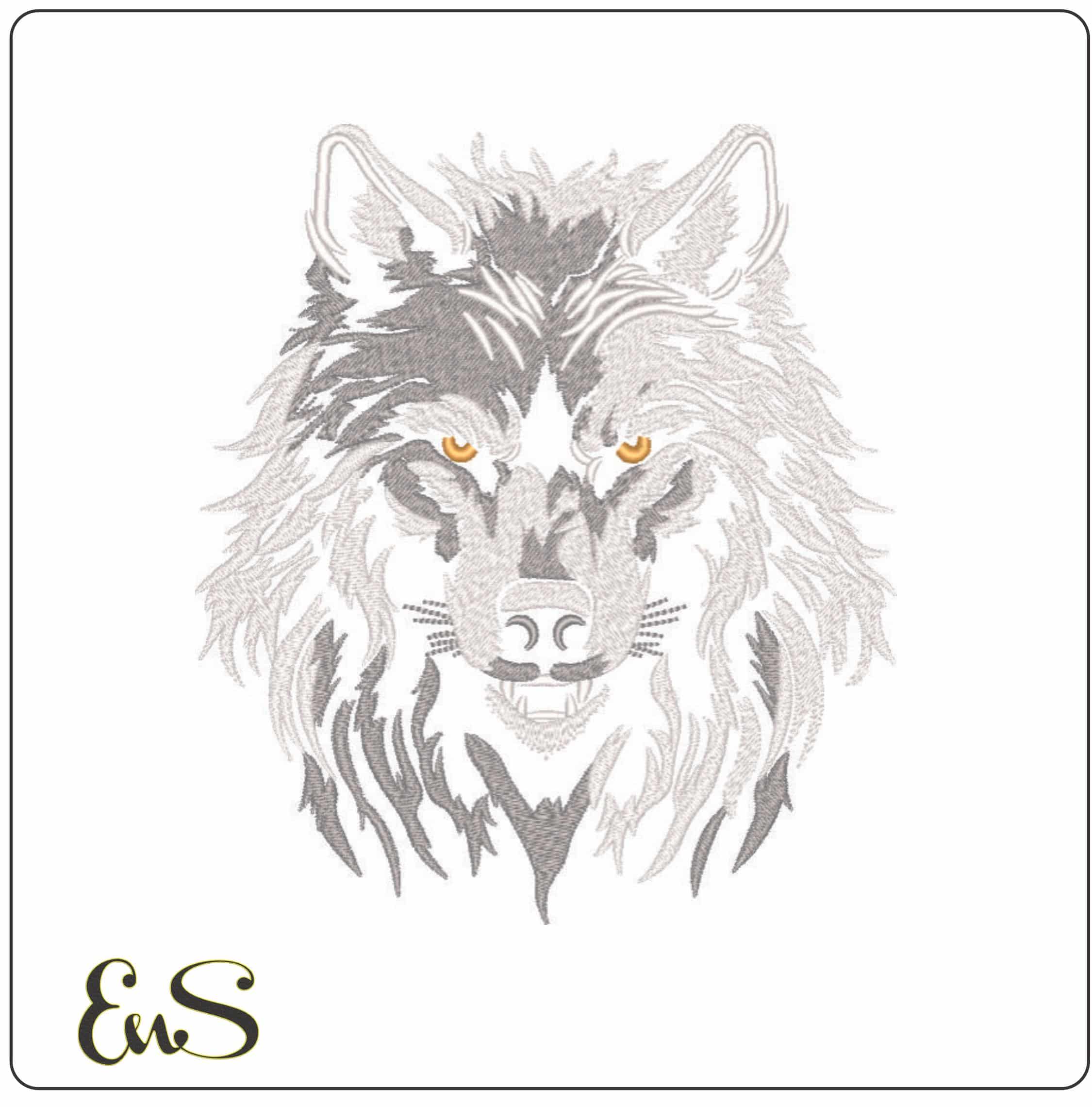 Wolf Face head on-Elegant embroidery design file - instant download