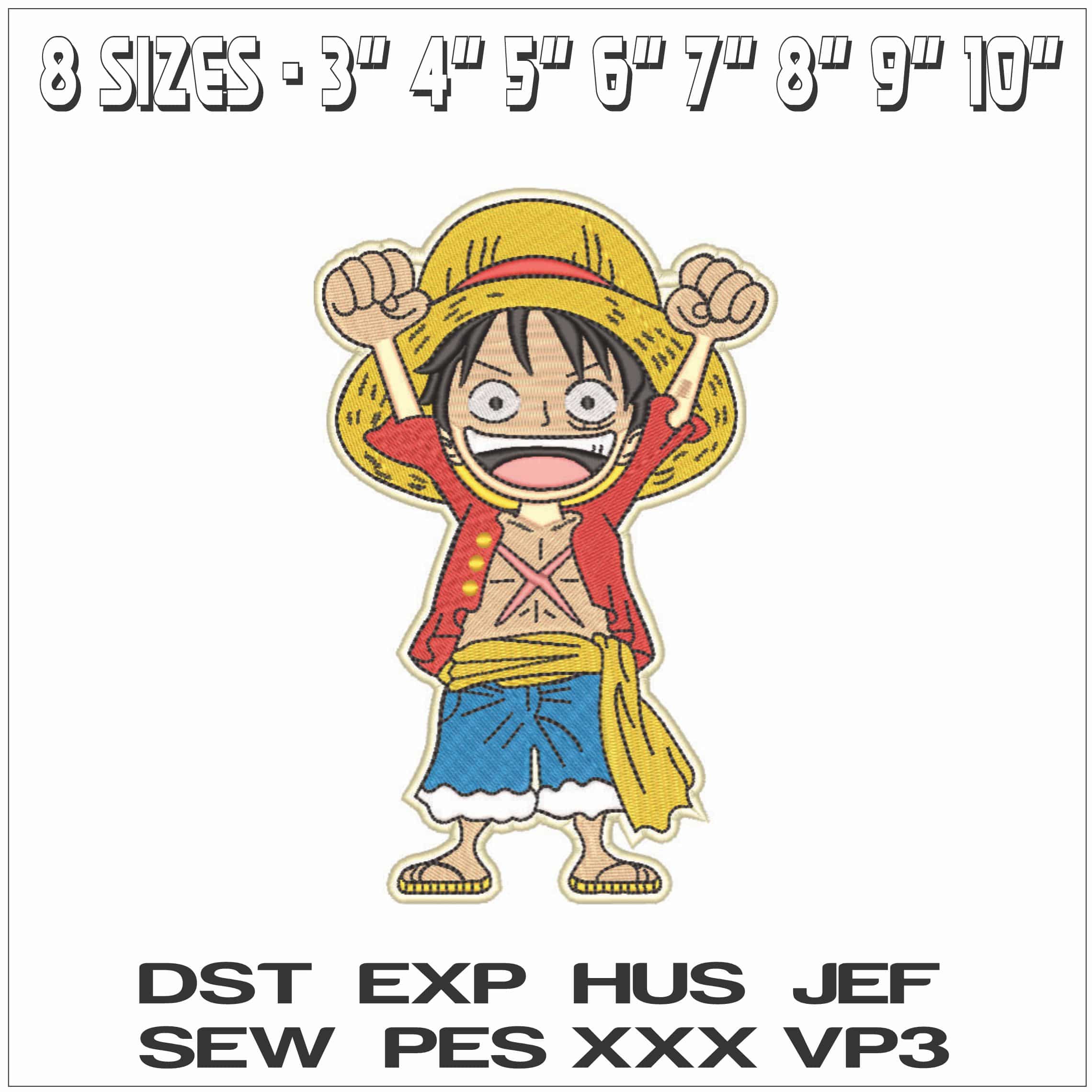 Young Luffy Cheering - One Piece - Anime-Elegant embroidery design file - instant download — view 2