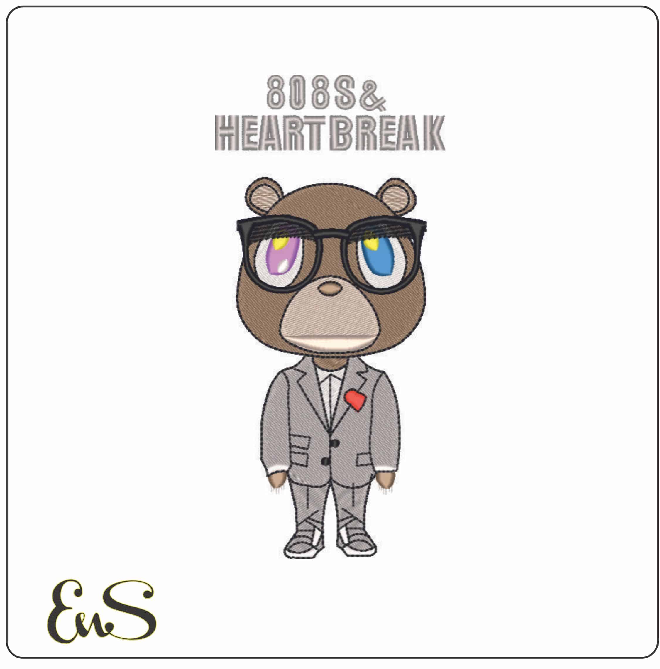 808s Heartbreak - Kanye West Yeeze Designs-Elegant embroidery design file - instant download
