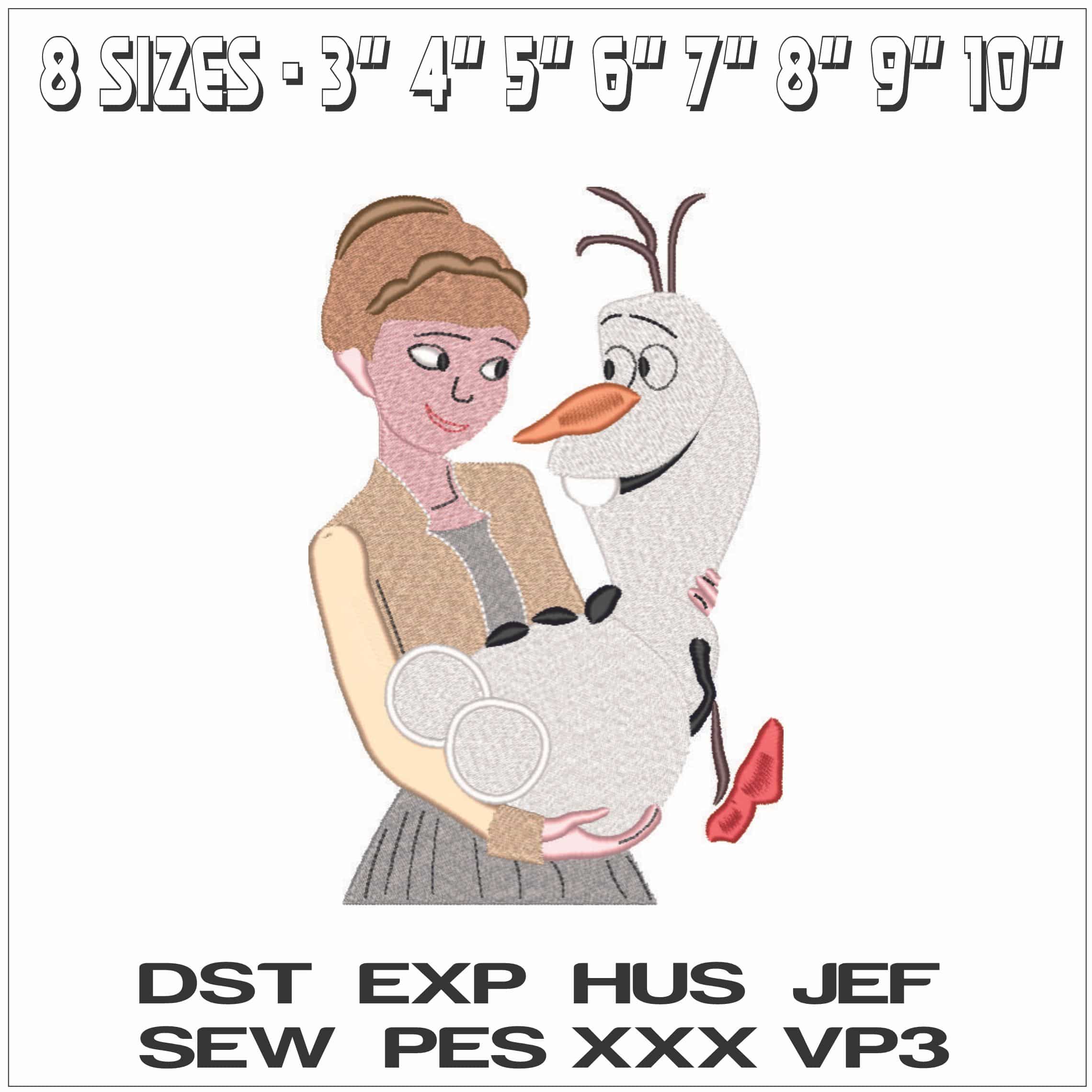 Anna and Olaf - Frozen - Disney-Elegant embroidery design file - instant download — view 2