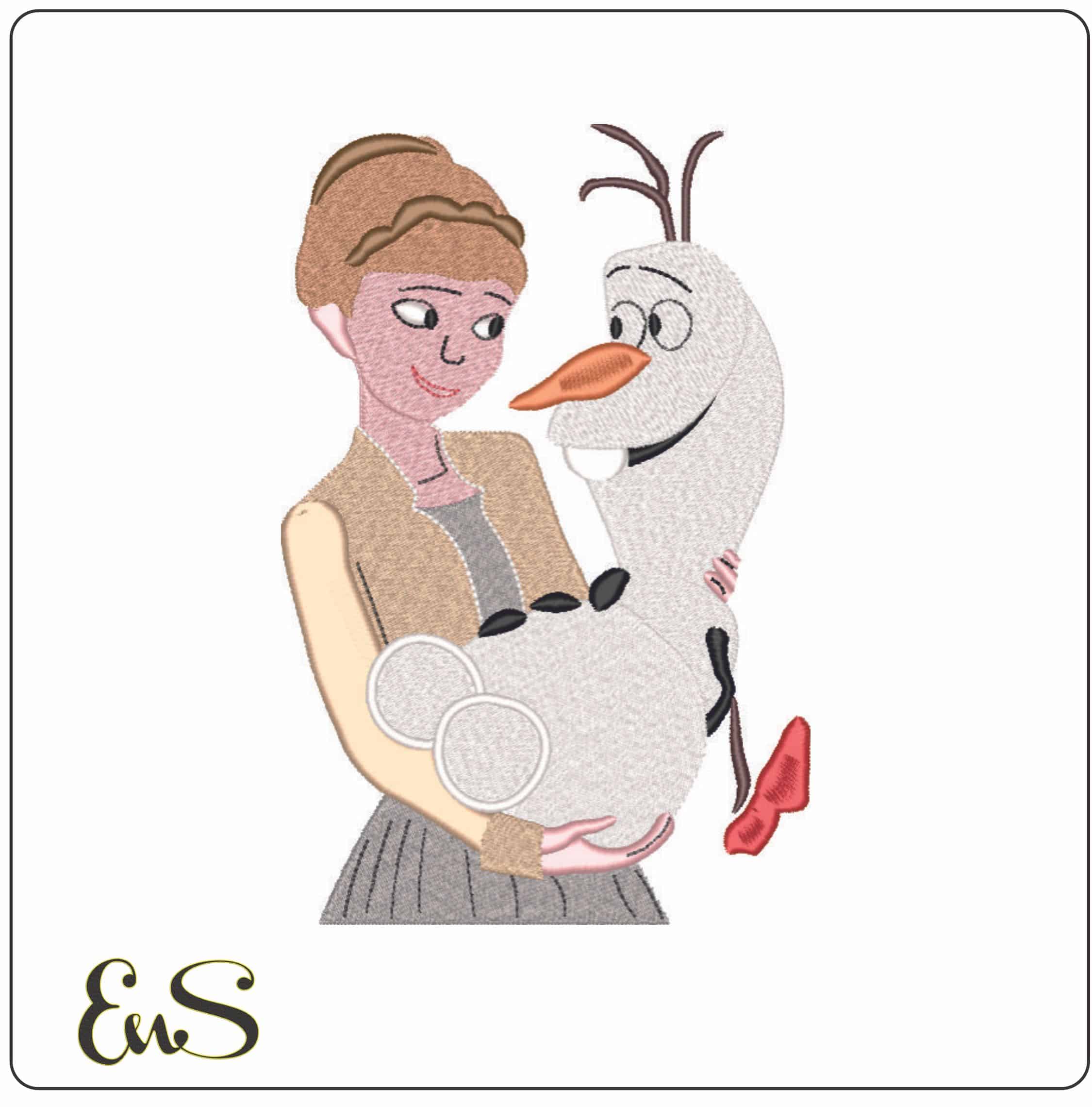 Anna and Olaf - Frozen - Disney-Elegant embroidery design file - instant download
