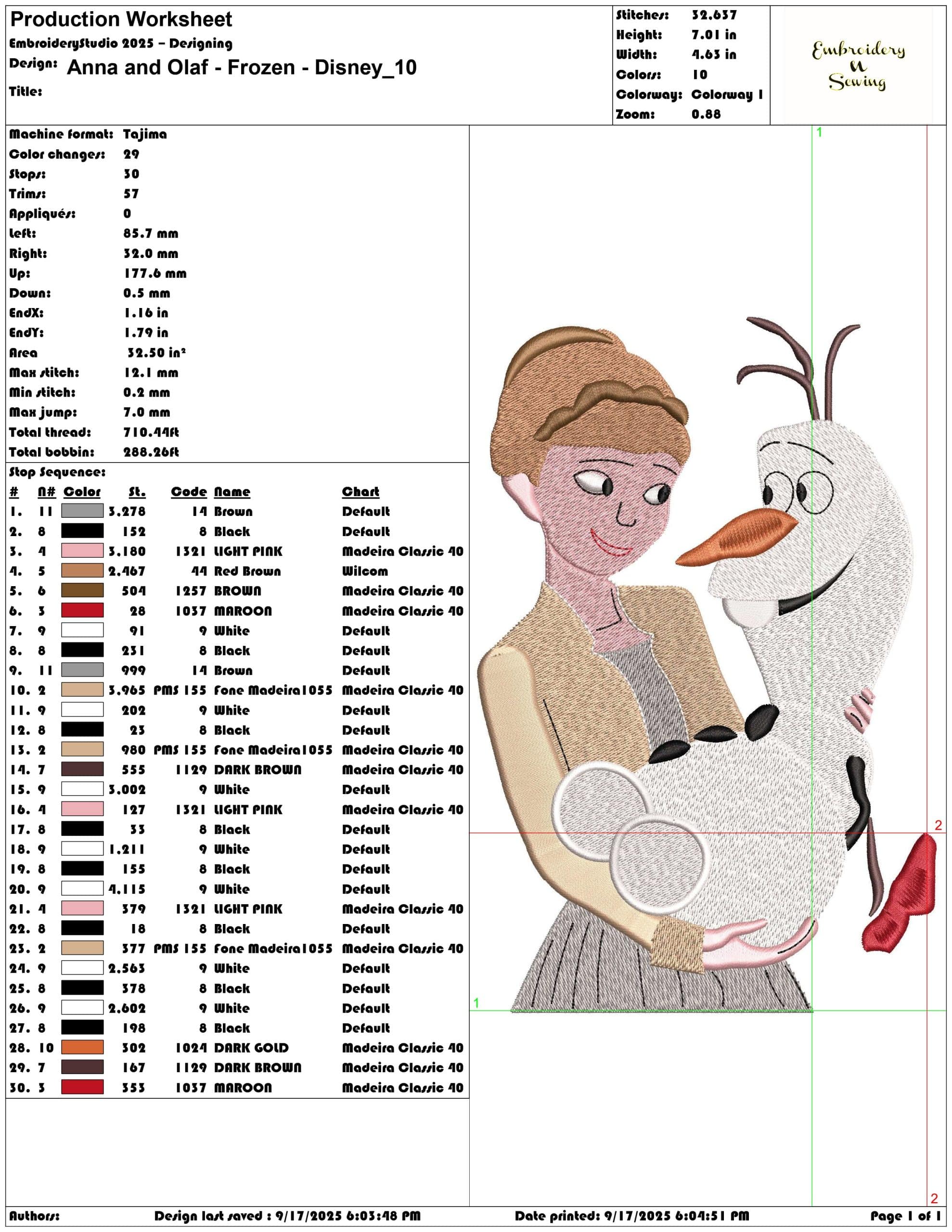 Anna and Olaf - Frozen - Disney-Elegant embroidery design file - instant download — view 3