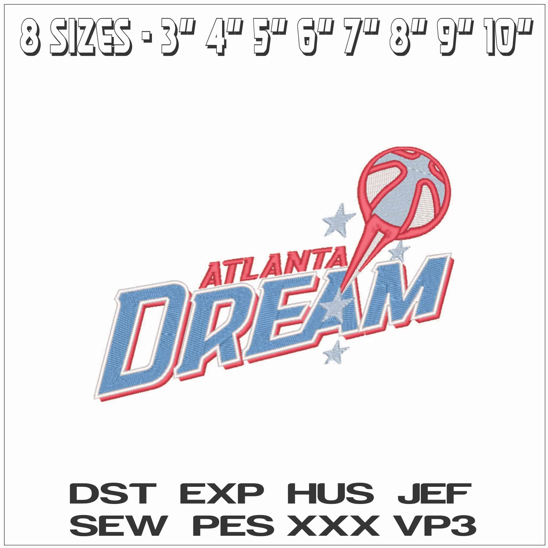 Atlanta Dream 2008 - 2019 - WNBA-Elegant embroidery design file - instant download — view 2