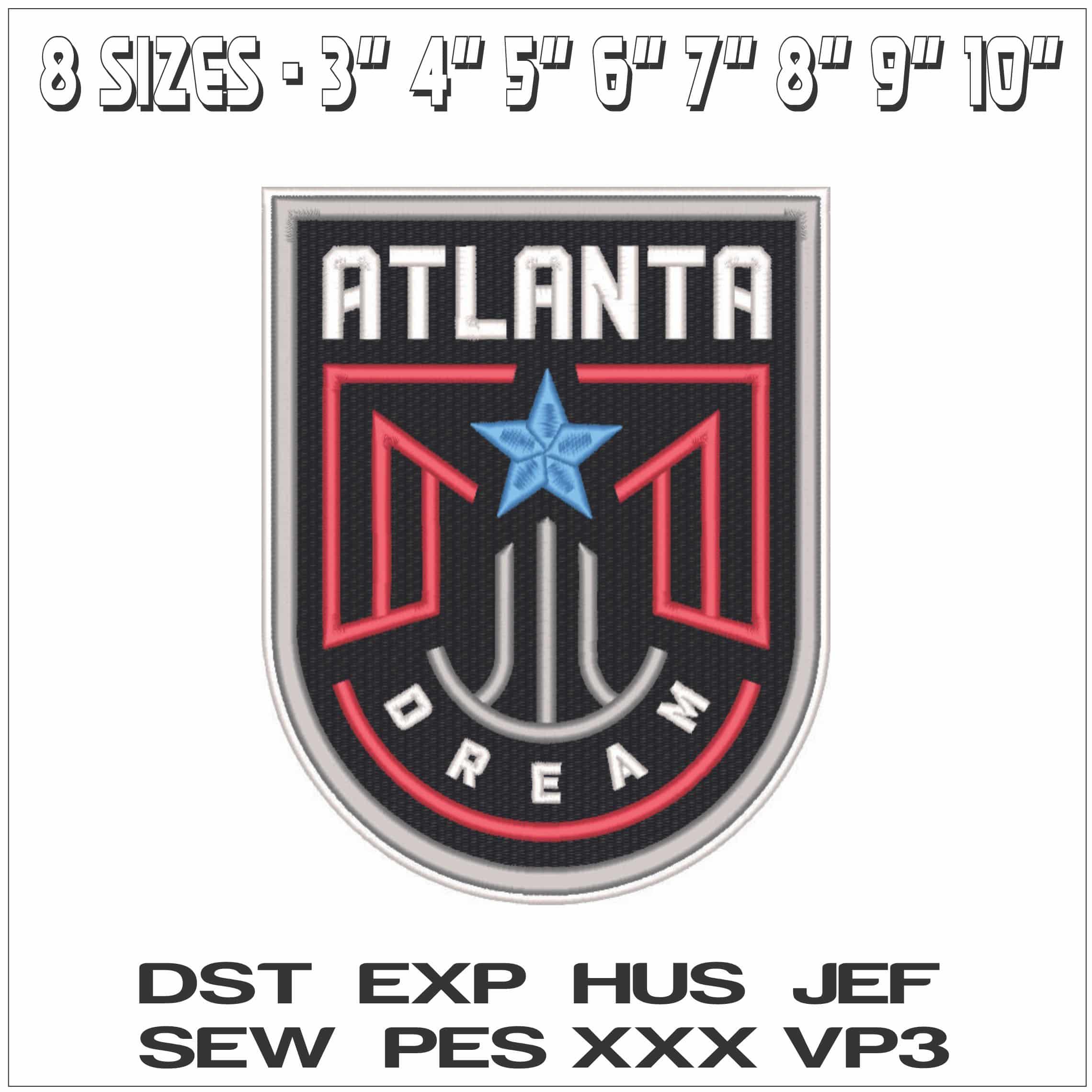 Atlanta Dreams 20 21- WNBA-Elegant embroidery design file - instant download — view 2
