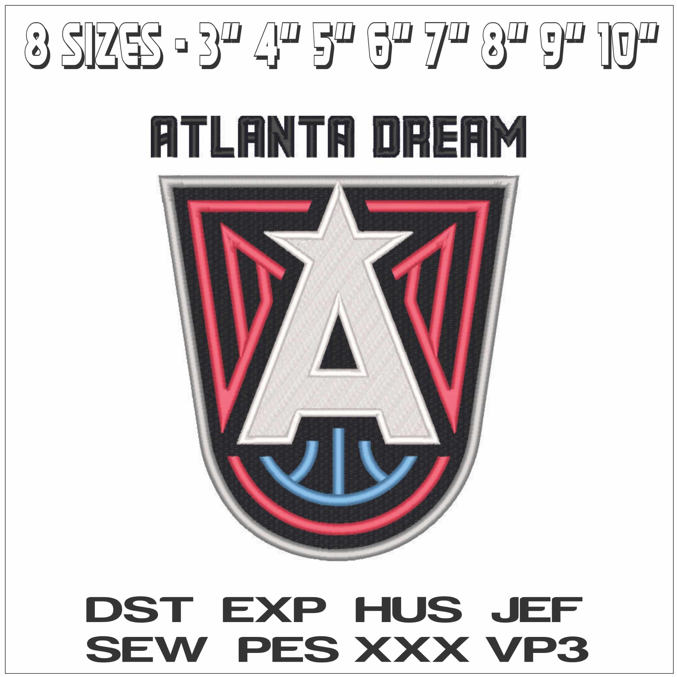 Atlanta Dreams 2022 - WNBA-Elegant embroidery design file - instant download — view 2
