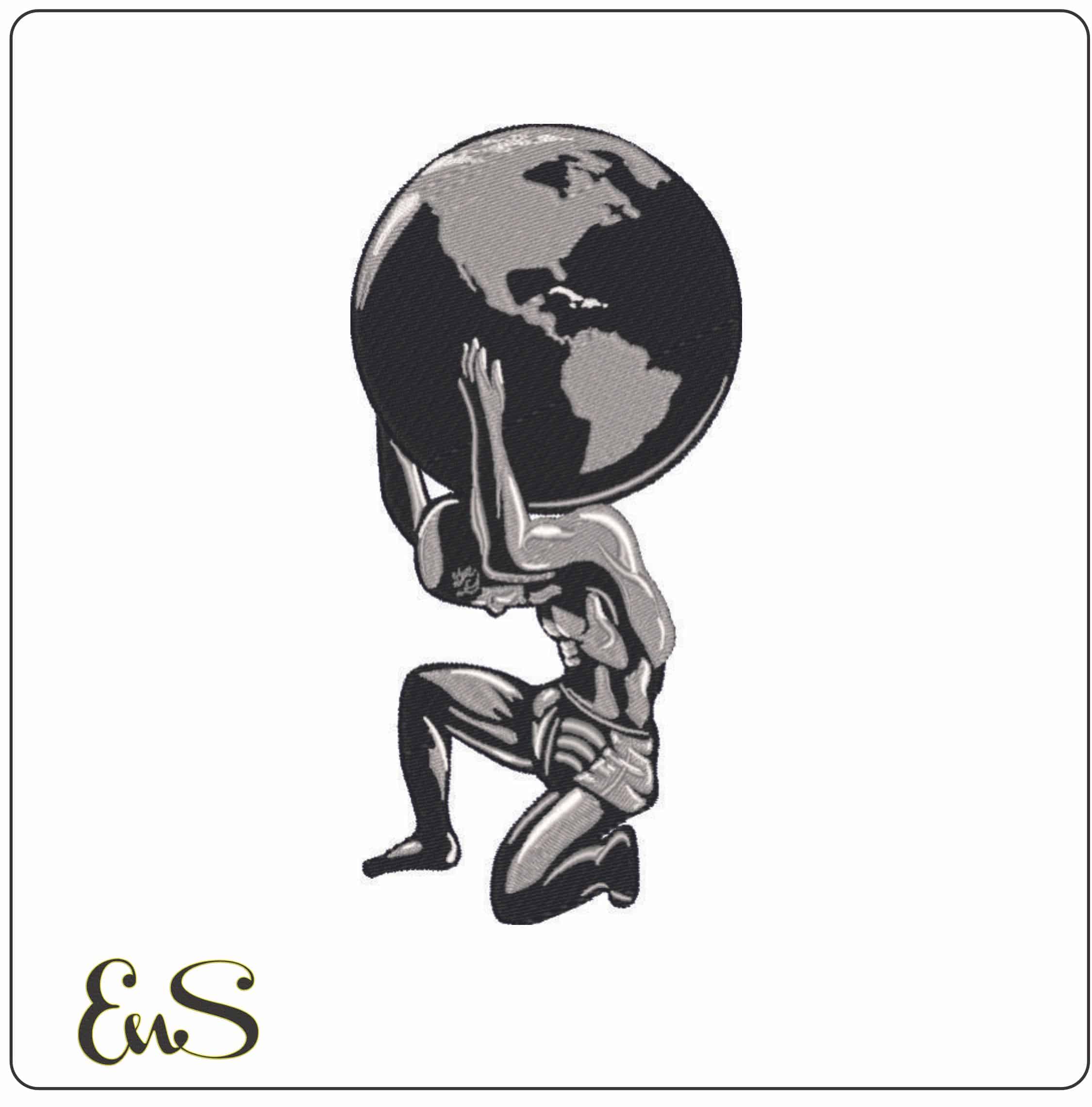 Atlas Holding the World-Elegant embroidery design file - instant download