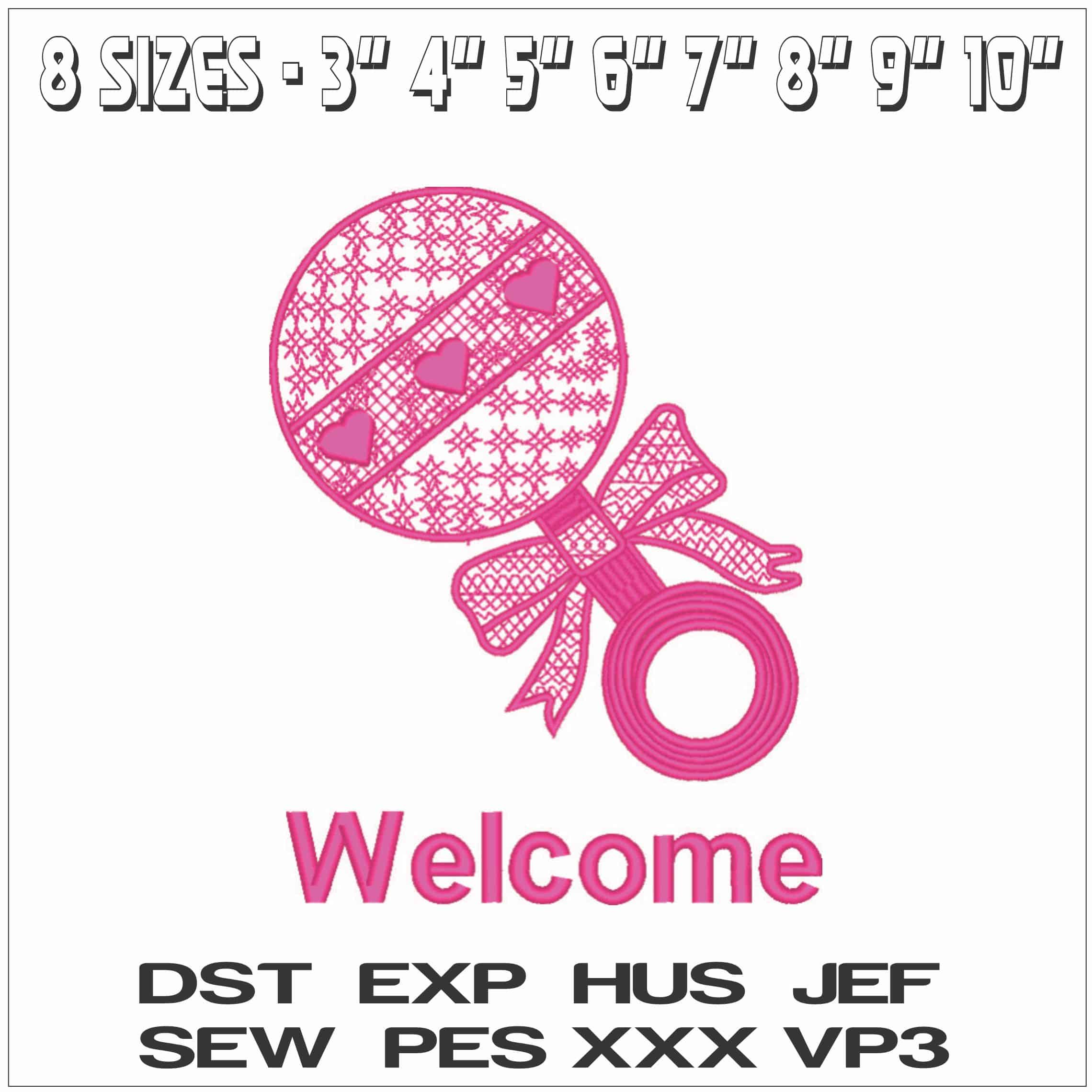 Baby Girl Welcome-Elegant embroidery design file - instant download — view 2