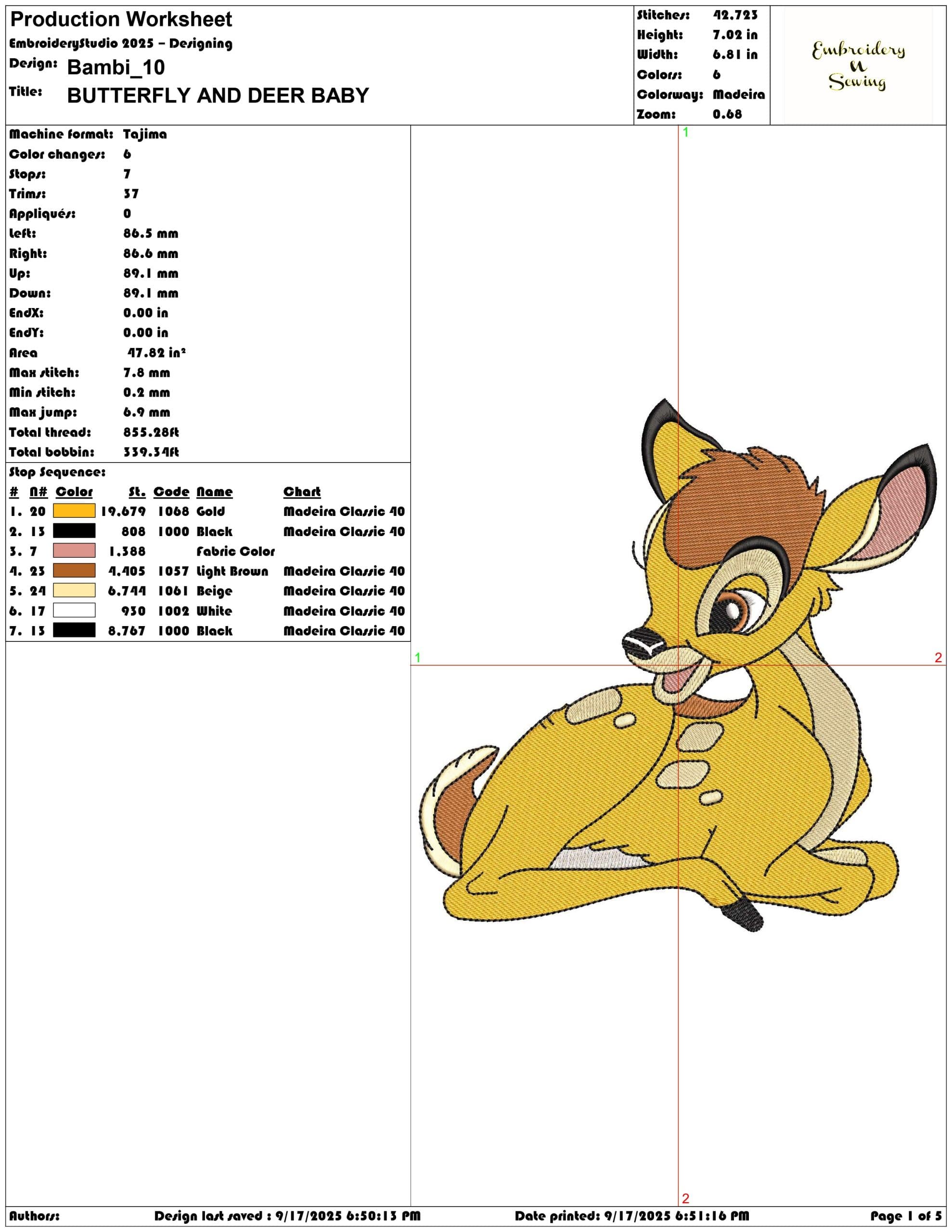 Bambi-Elegant embroidery design file - instant download — view 3