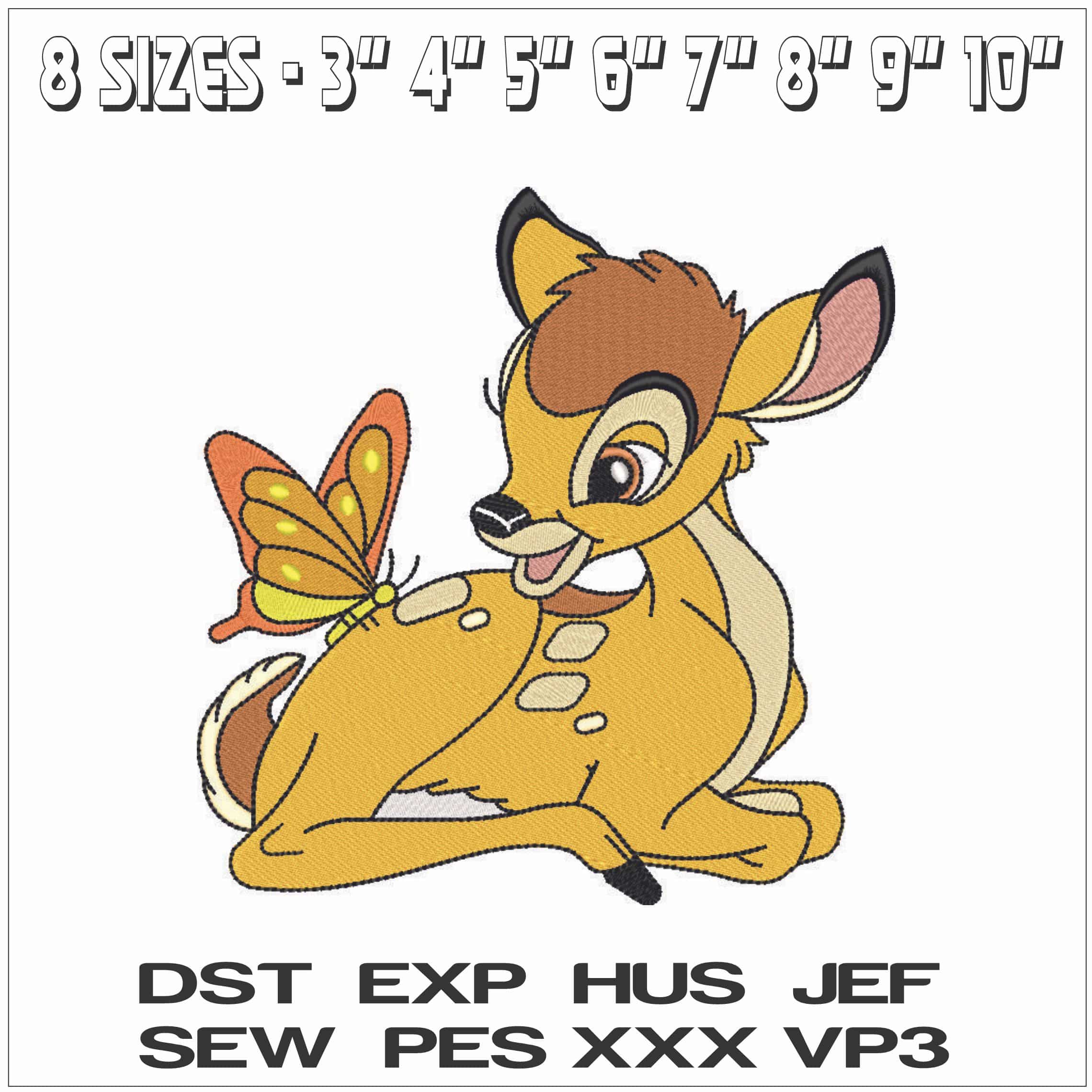 Bambi with a Butterfly-Elegant embroidery design file - instant download — view 2