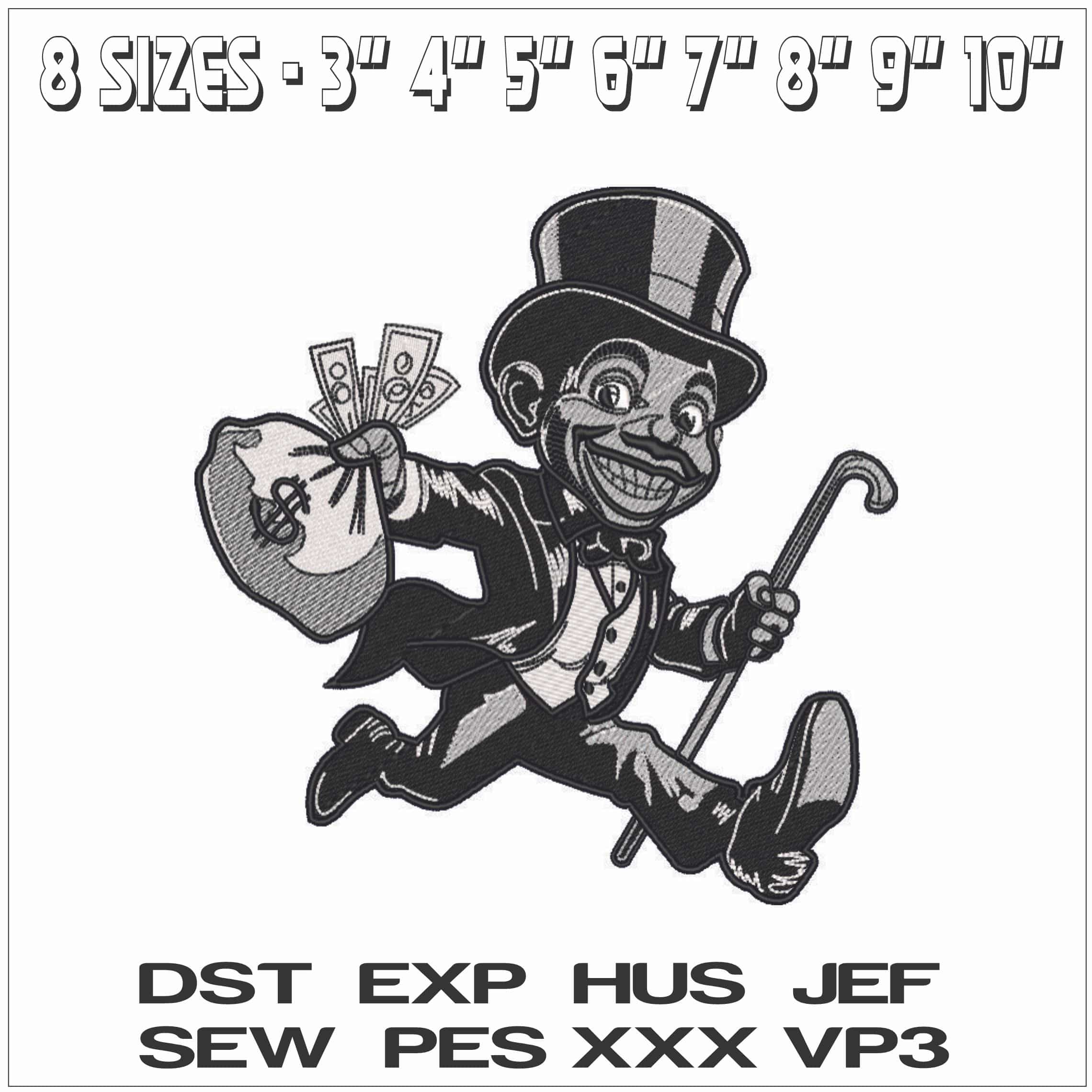Banker with Money Running-Elegant embroidery design file - instant download — view 2