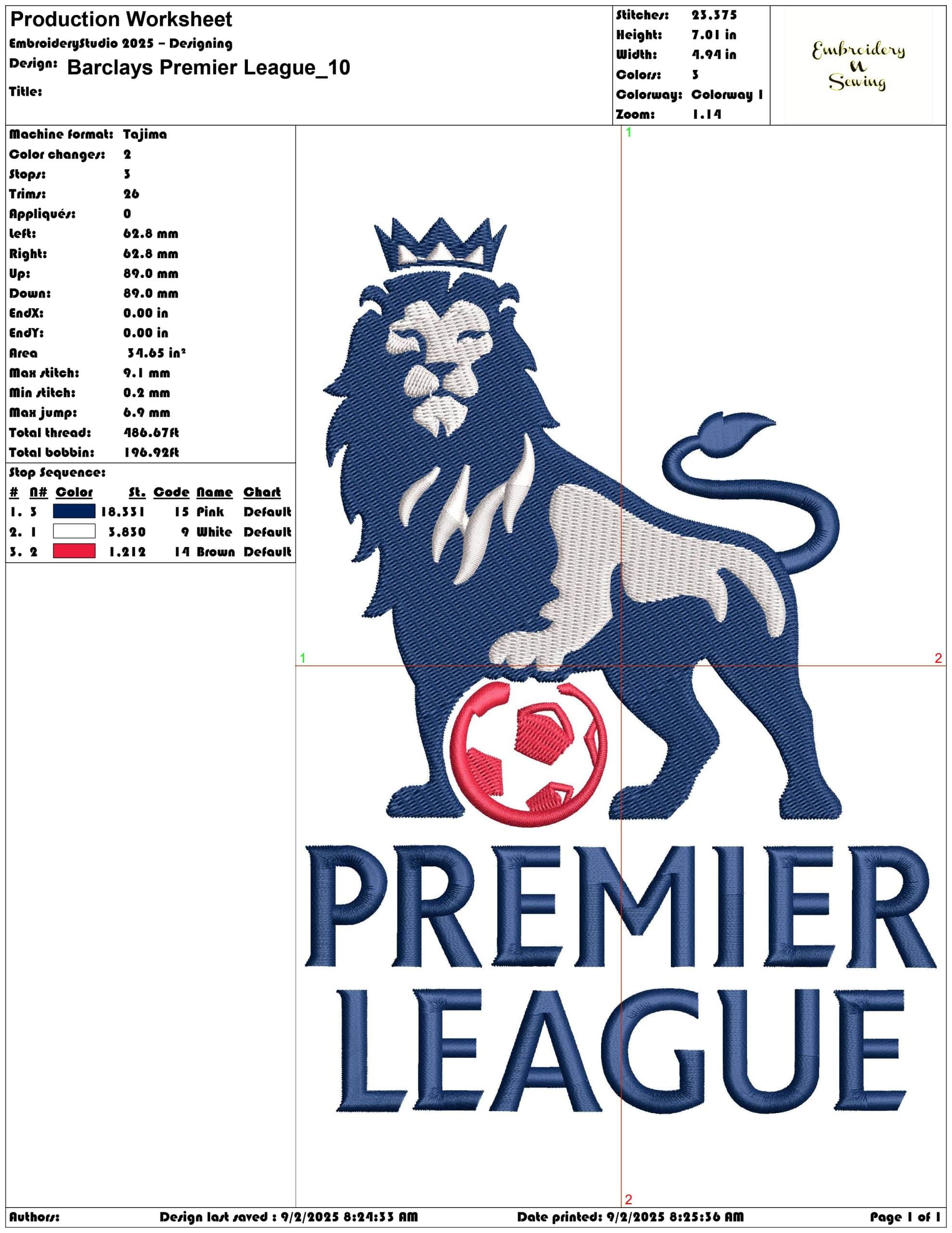 Barclays Premier League-Elegant embroidery design file - instant download — view 3