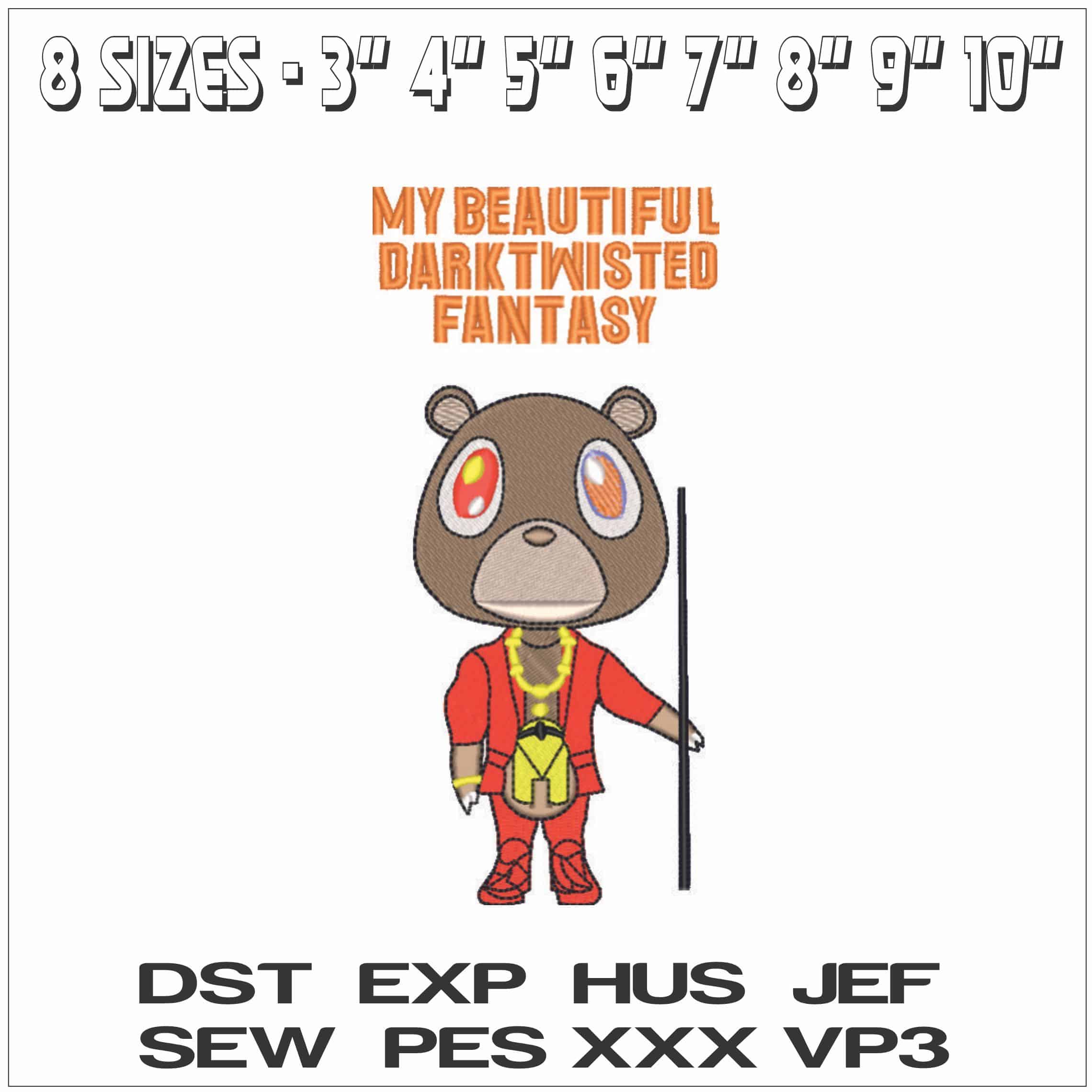Beautiful Dark Twisted Fantasy - Kanye West Yeeze Designs-Elegant embroidery design file - instant download — view 2