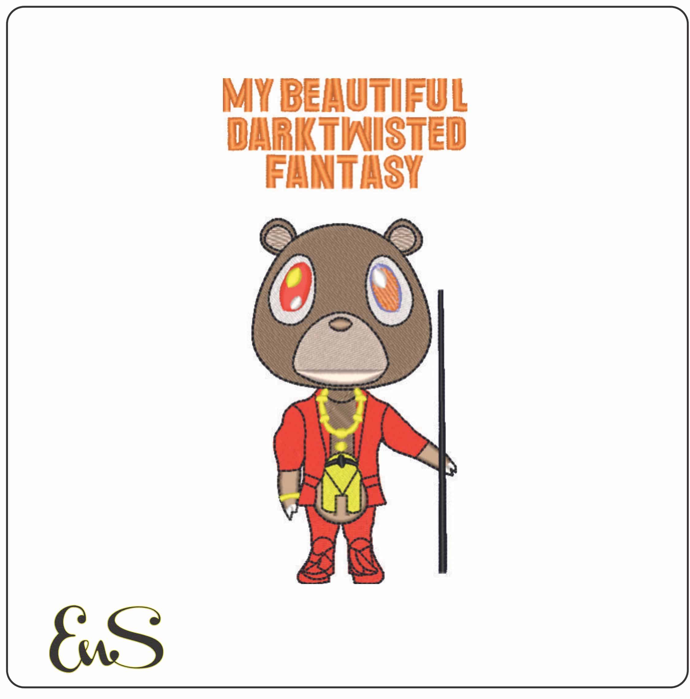 Beautiful Dark Twisted Fantasy - Kanye West Yeeze Designs-Elegant embroidery design file - instant download