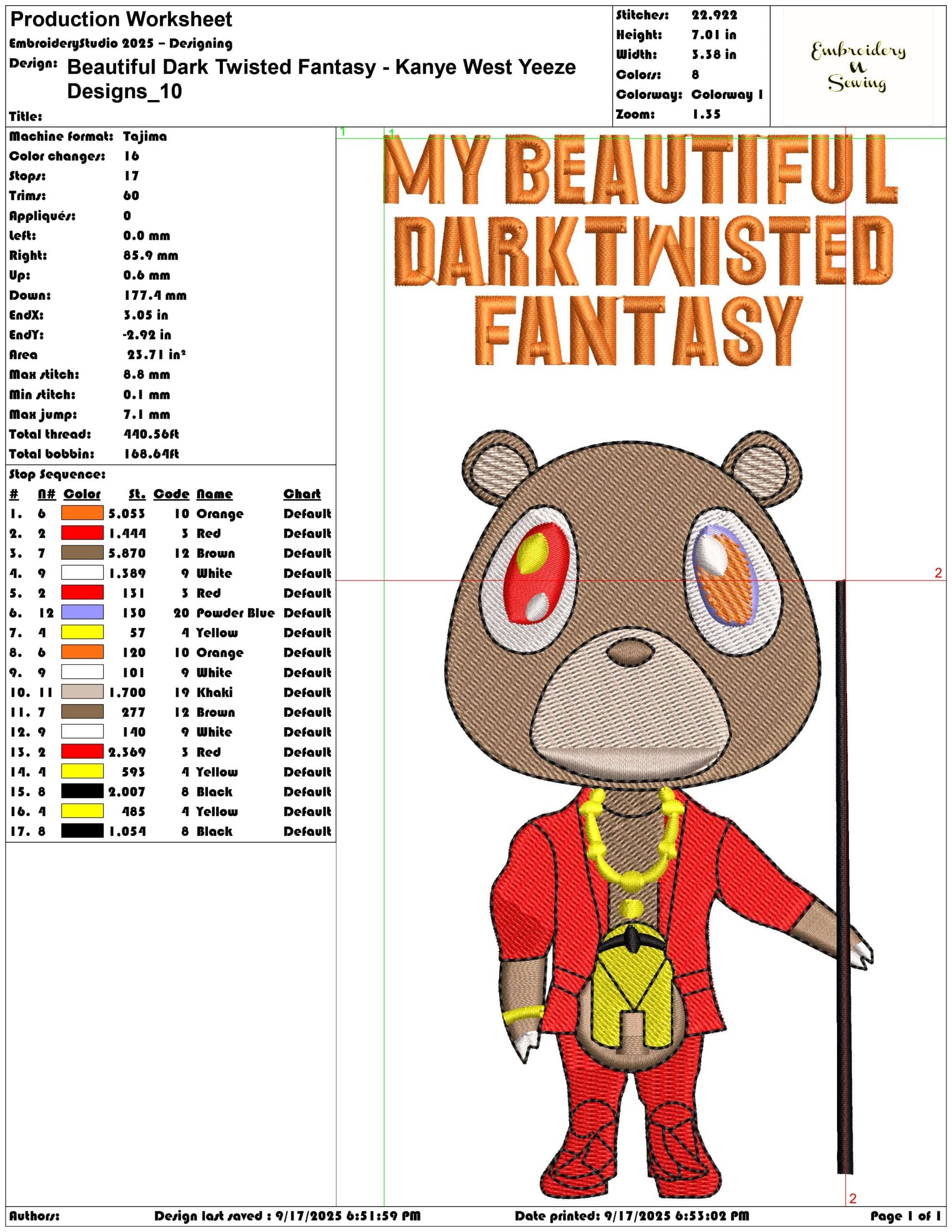 Beautiful Dark Twisted Fantasy - Kanye West Yeeze Designs-Elegant embroidery design file - instant download — view 3