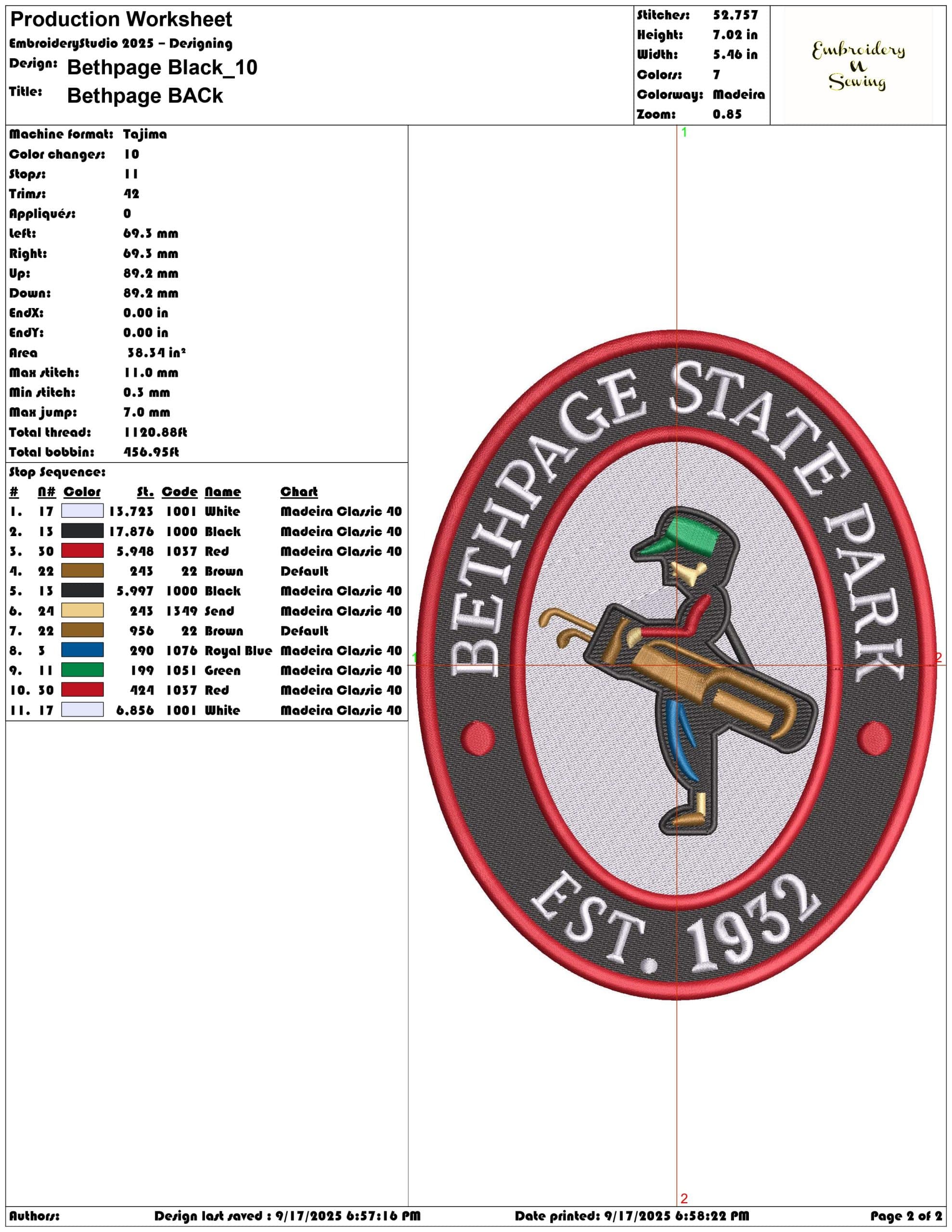 Bethpage Black-Elegant embroidery design file - instant download — view 3