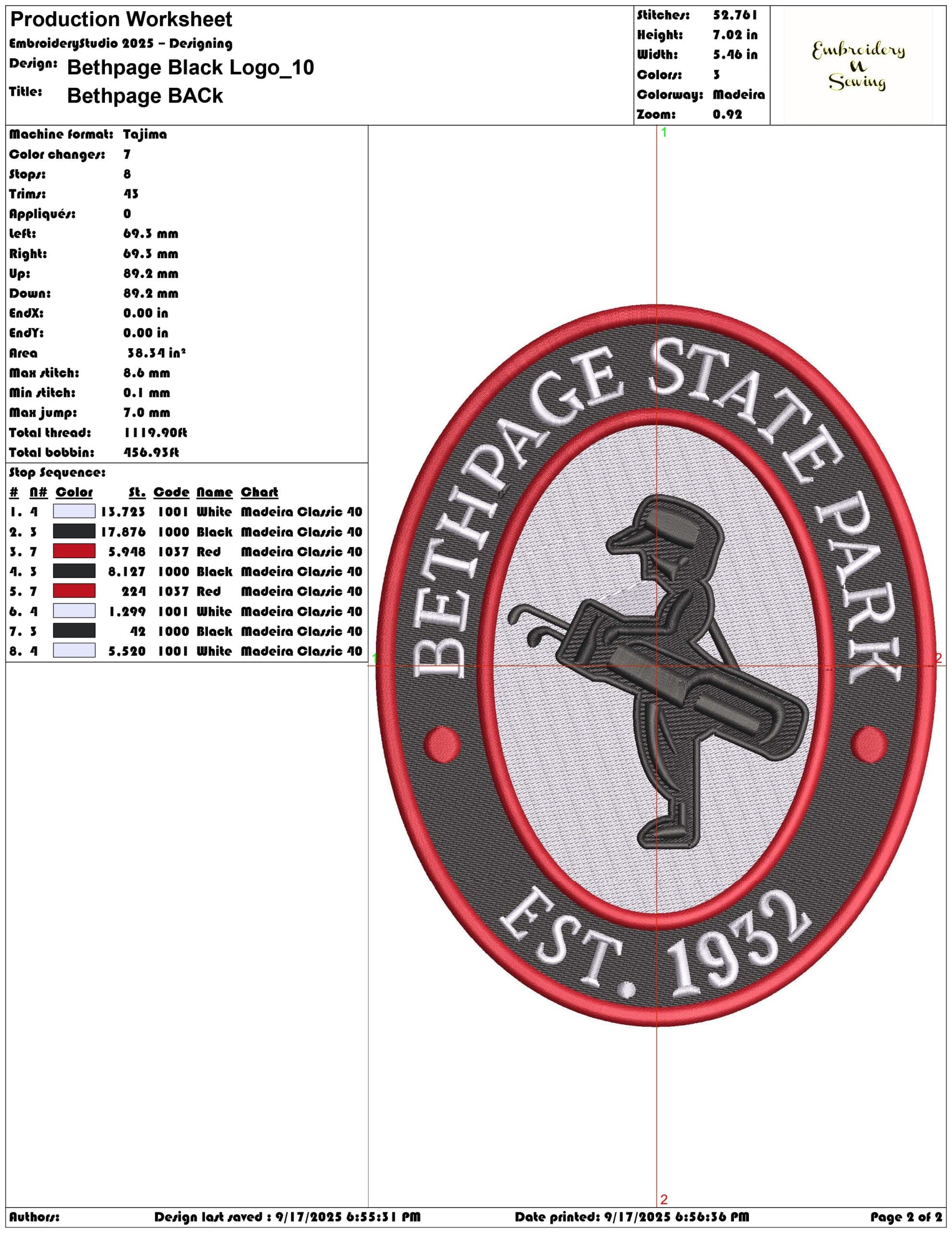 Bethpage Black Logo-Elegant embroidery design file - instant download — view 3