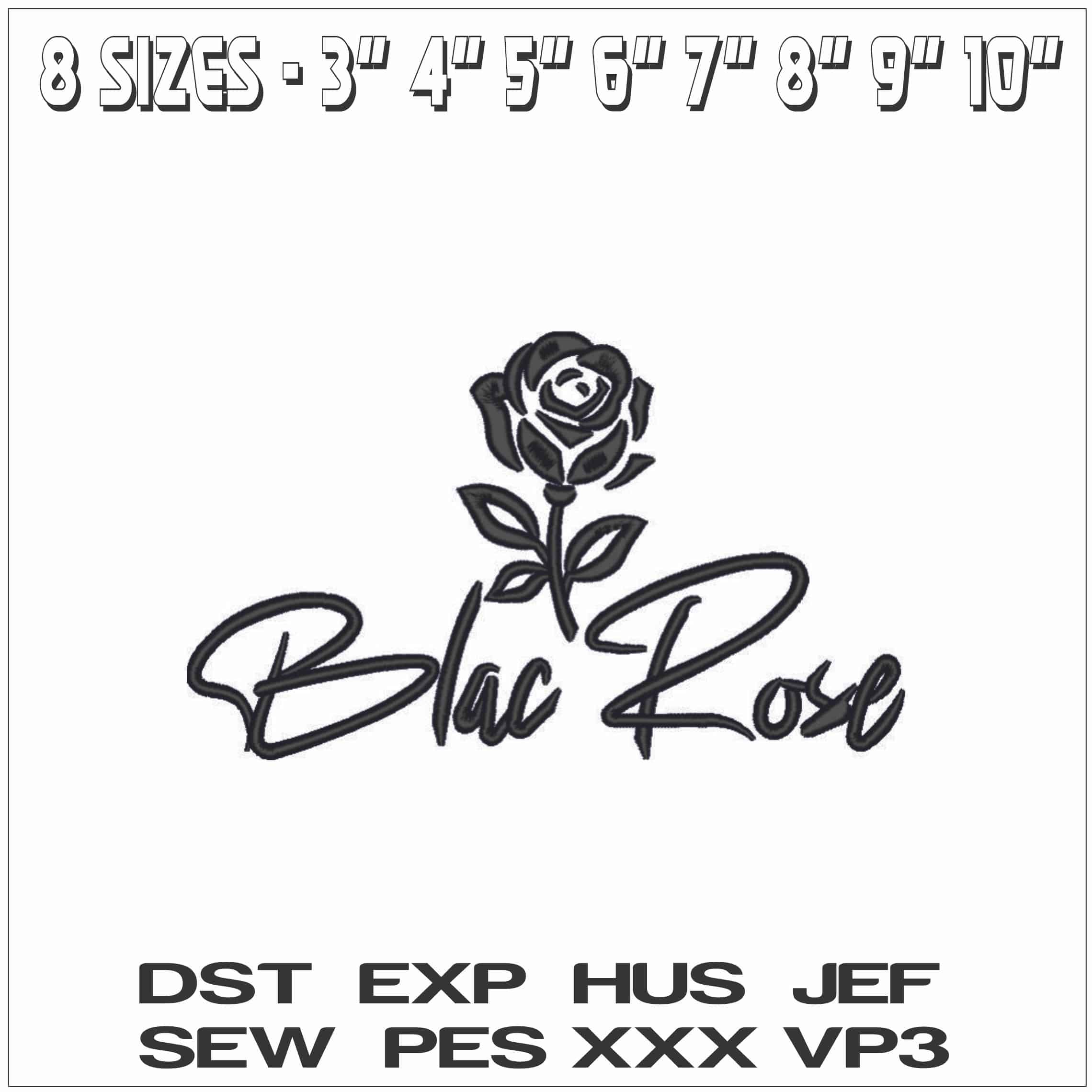 Blac Rose with Rose-Elegant embroidery design file - instant download — view 2