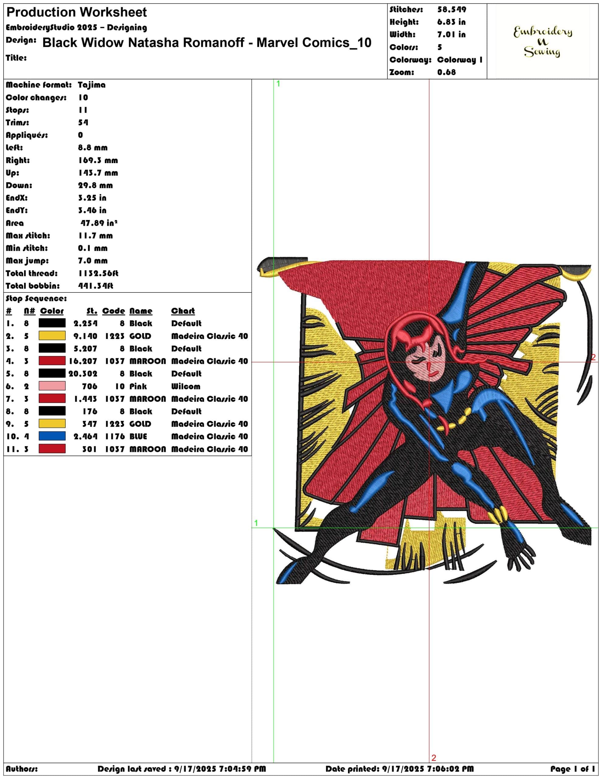 Black Widow Natasha Romanoff - Marvel Comics-Elegant embroidery design file - instant download — view 3