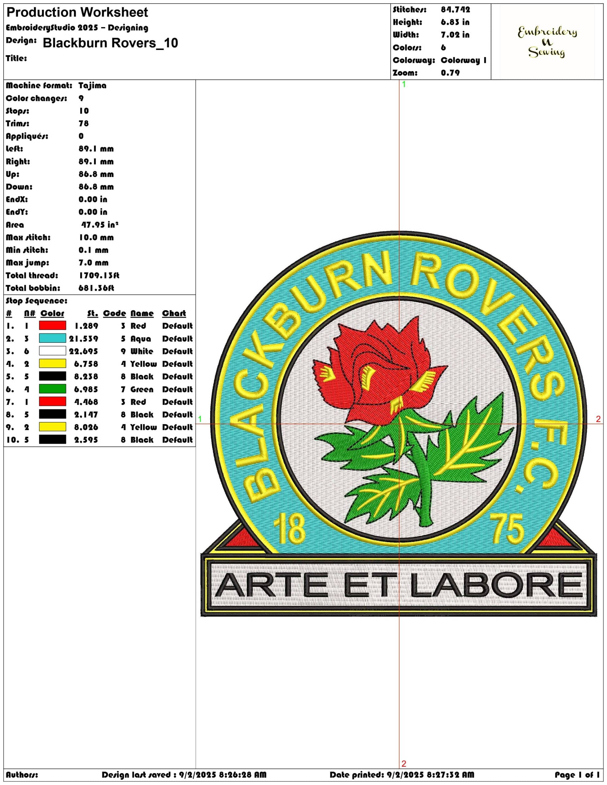 Blackburn Rovers-Elegant embroidery design file - instant download — view 3