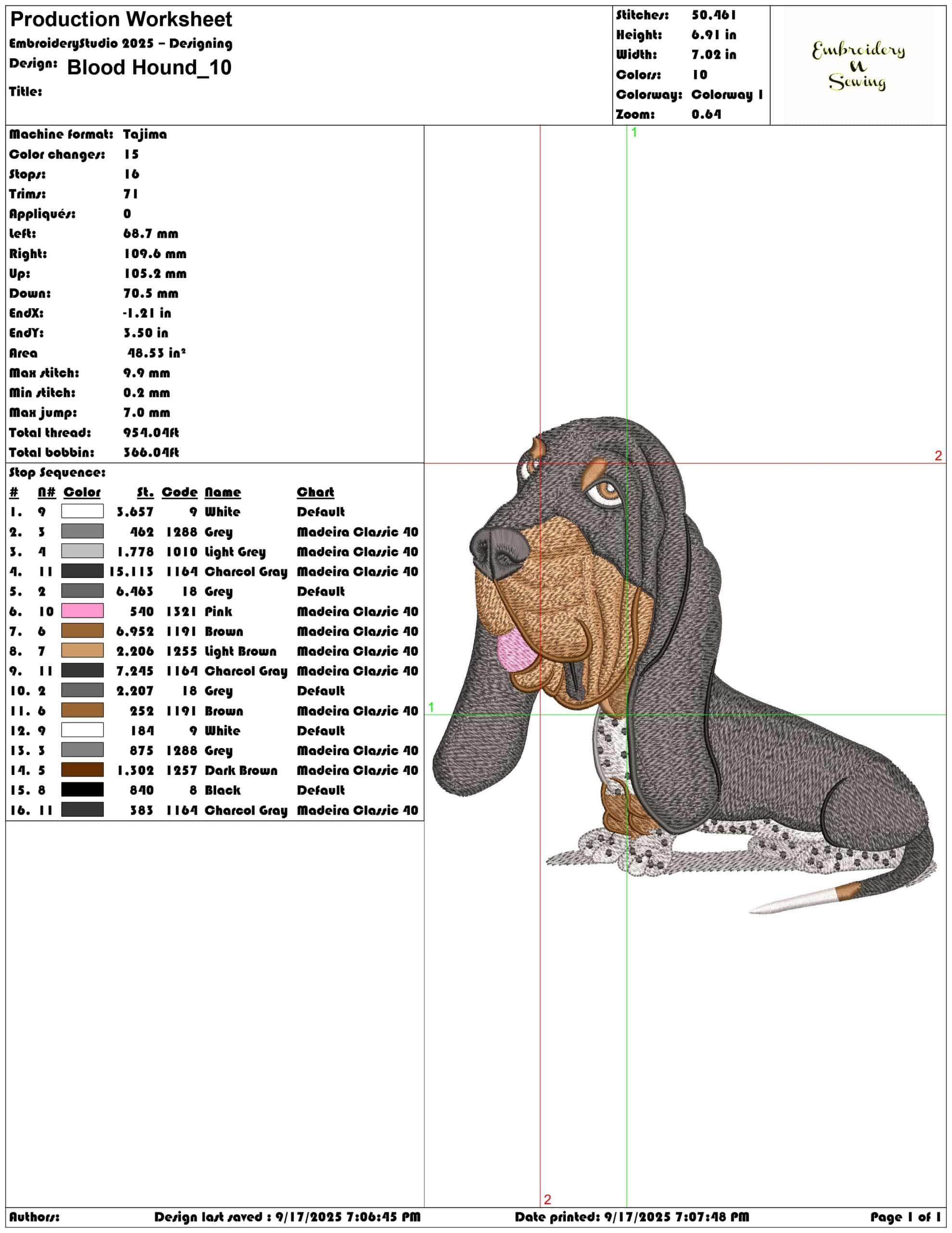 Blood Hound-Elegant embroidery design file - instant download — view 3