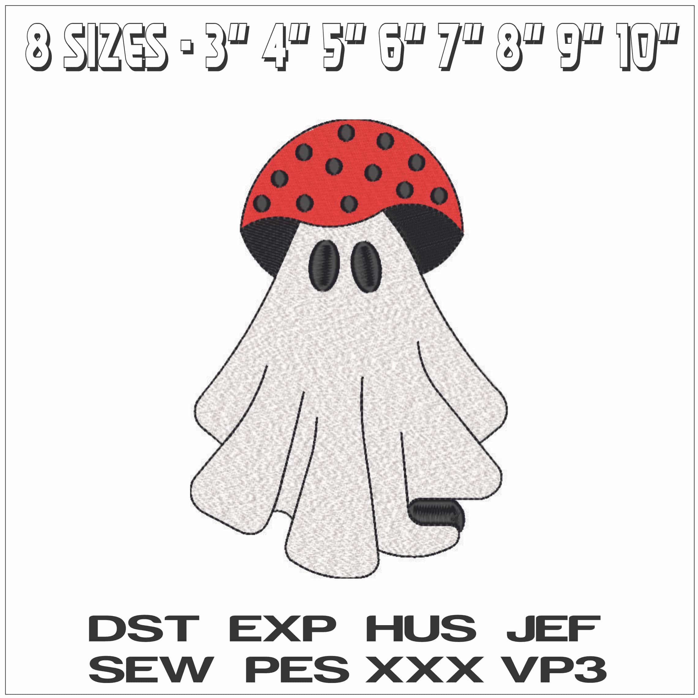Boo Ghosts as Lady Bug Mushroom-Elegant embroidery design file - instant download — view 2