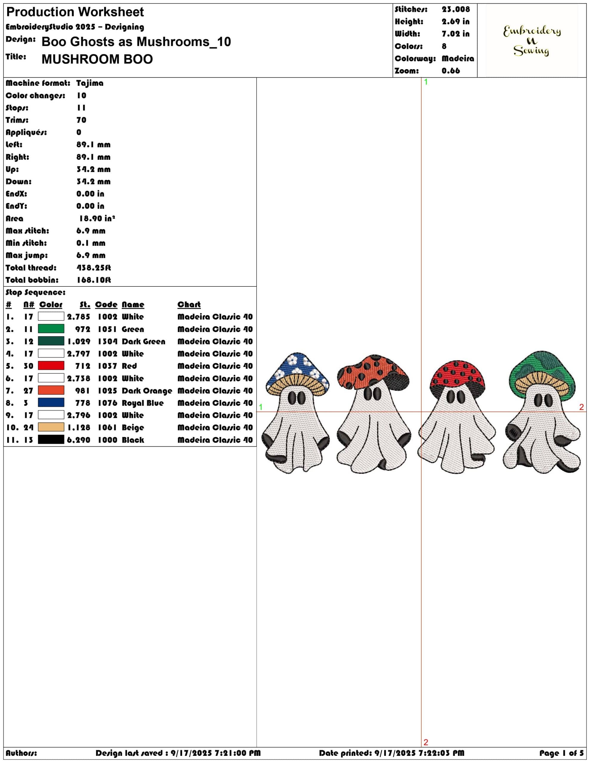 Boo Ghosts as Mushrooms-Elegant embroidery design file - instant download — view 3