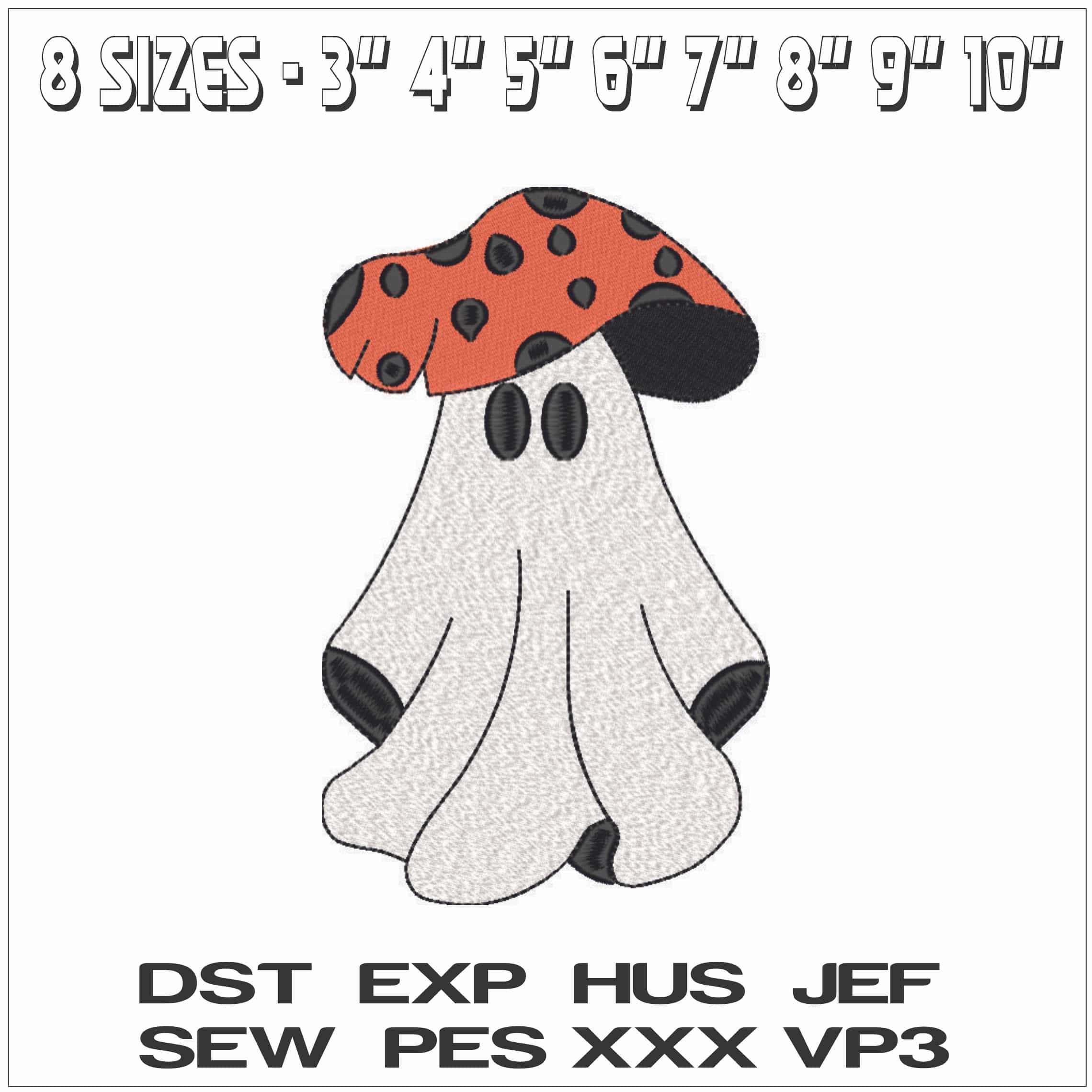 Boo Ghosts as Orange Spots Mushroom-Elegant embroidery design file - instant download — view 2