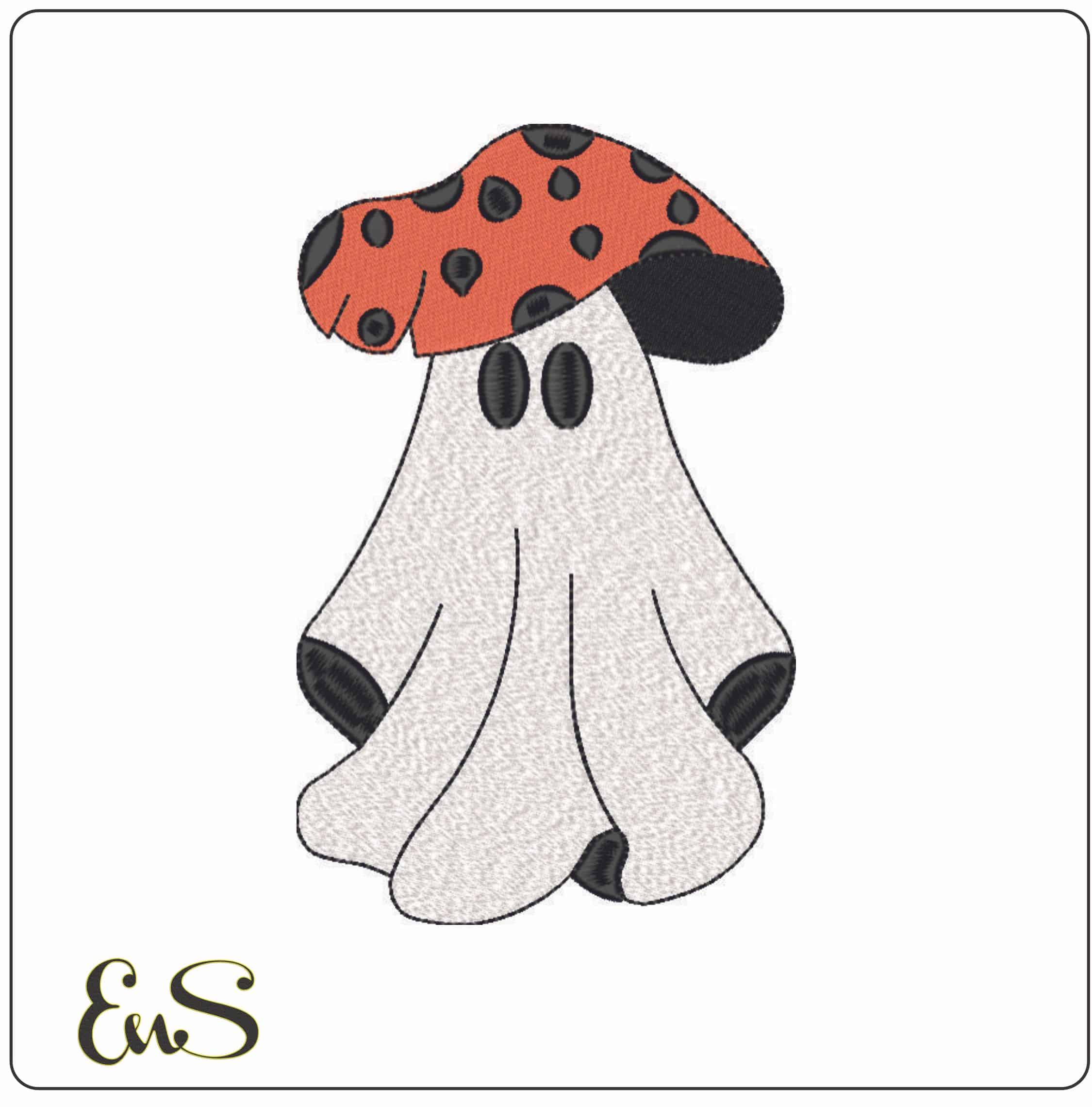 Boo Ghosts as Orange Spots Mushroom-Elegant embroidery design file - instant download