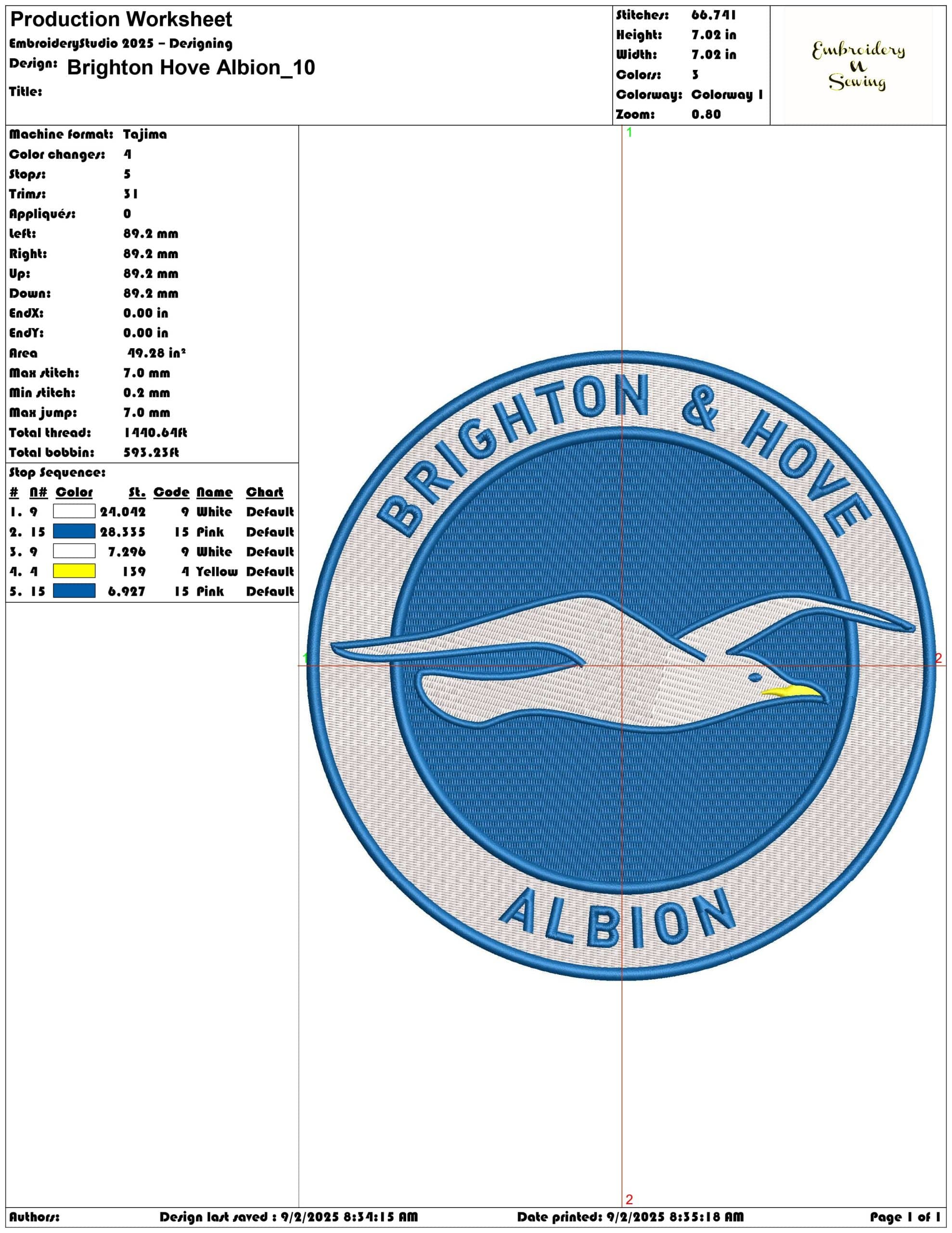 Brighton Hove Albion-Elegant embroidery design file - instant download — view 3