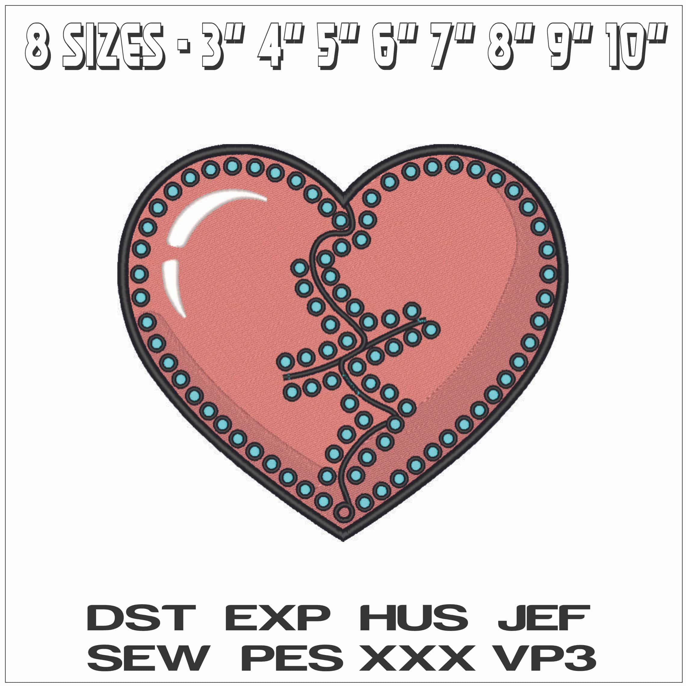 Broken Heart Repaired-Elegant embroidery design file - instant download — view 2