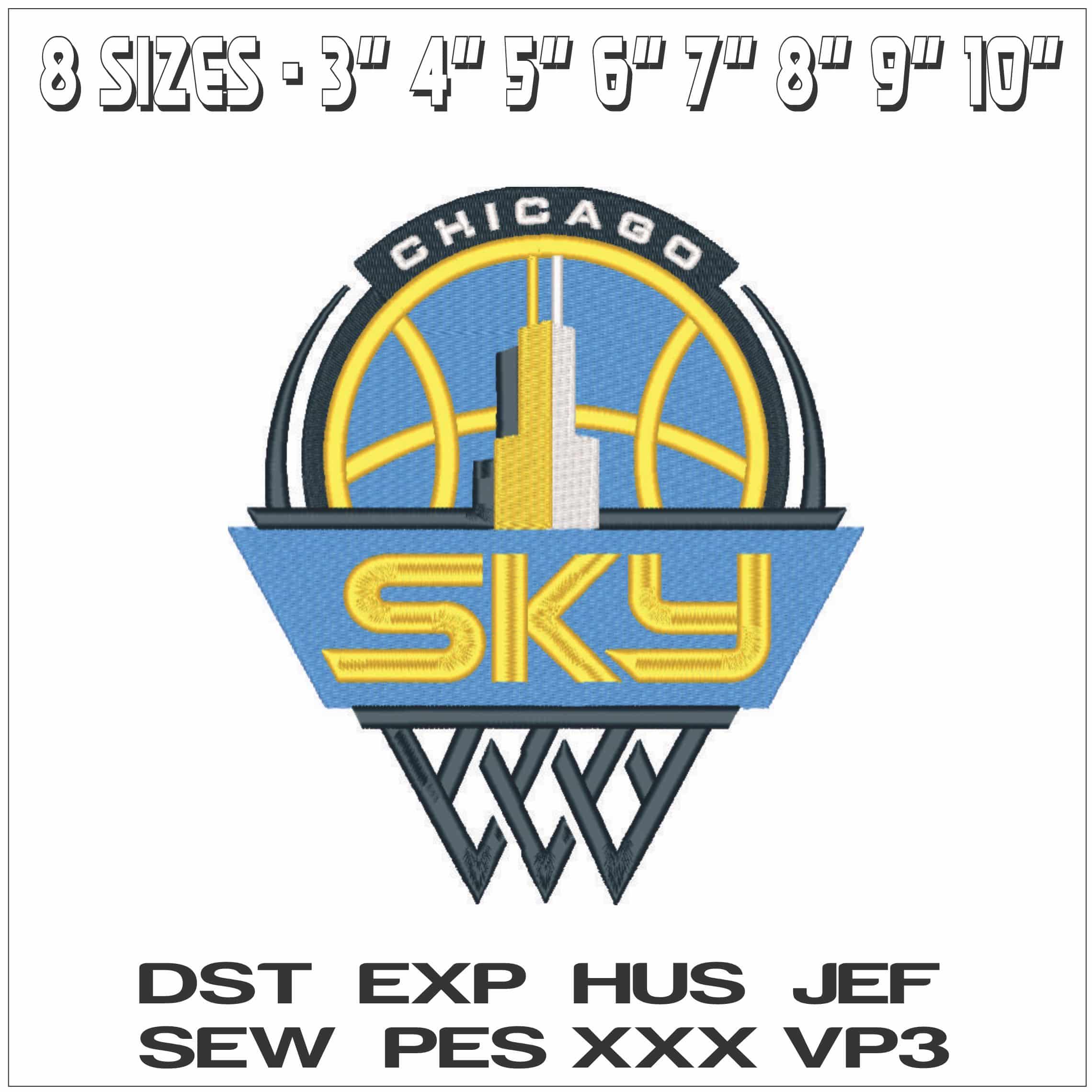 Chicago Sky 2019 - WNBA-Elegant embroidery design file - instant download — view 2