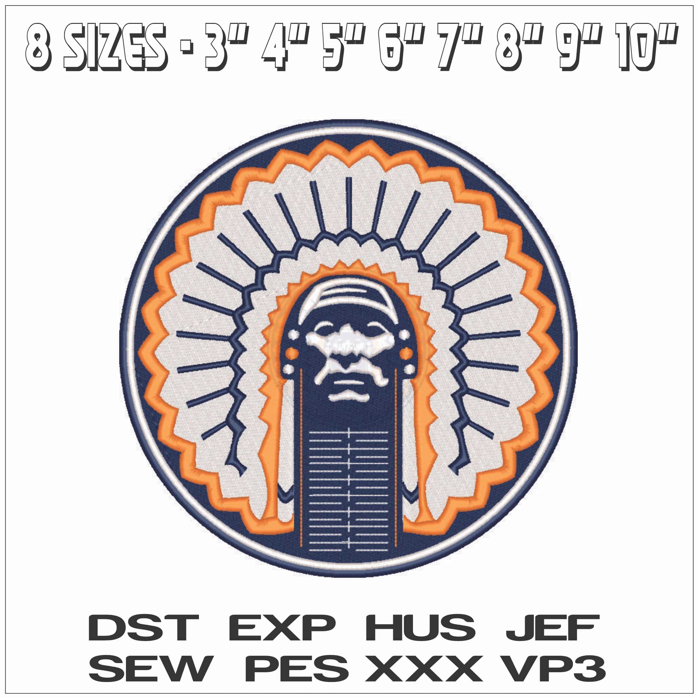 Chief Illiniwek - University of Illionois Urbana-Elegant embroidery design file - instant download — view 2