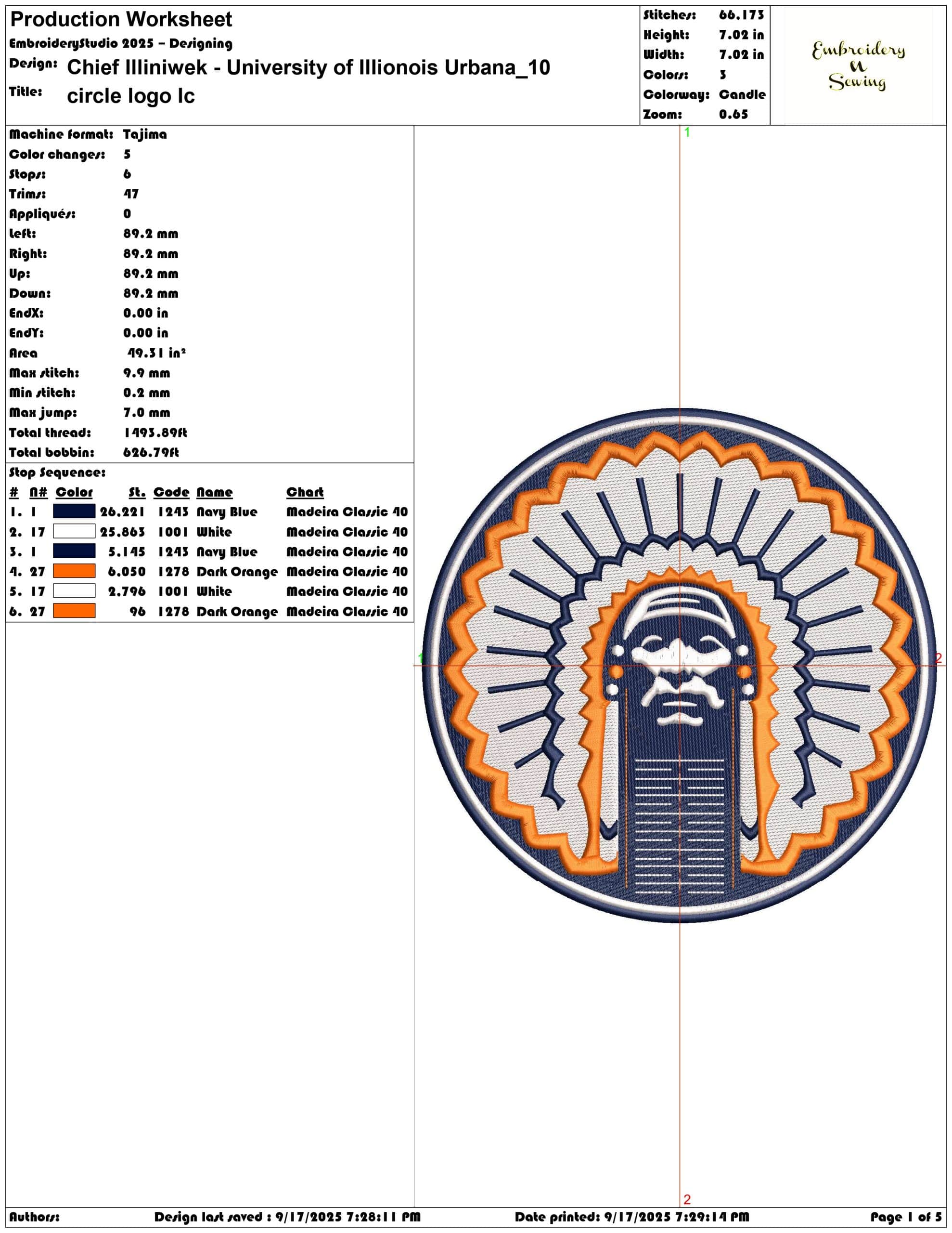 Chief Illiniwek - University of Illionois Urbana-Elegant embroidery design file - instant download — view 3