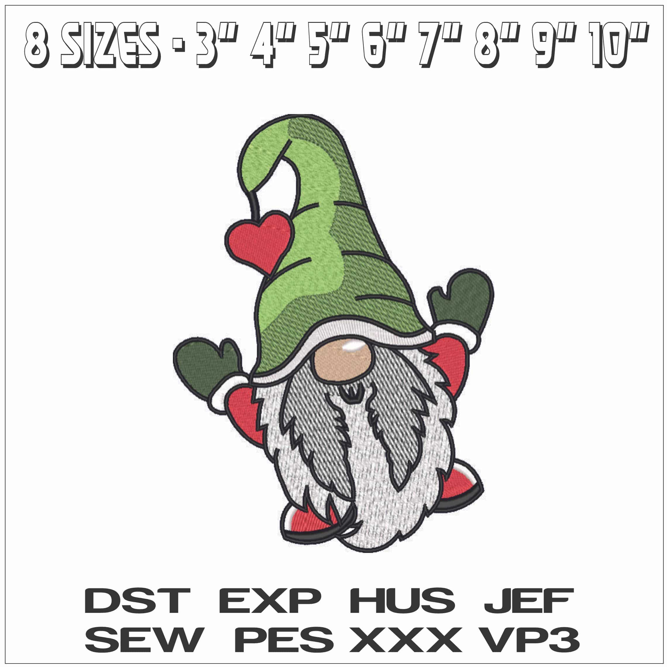 Christmas Gnome-Elegant embroidery design file - instant download — view 2