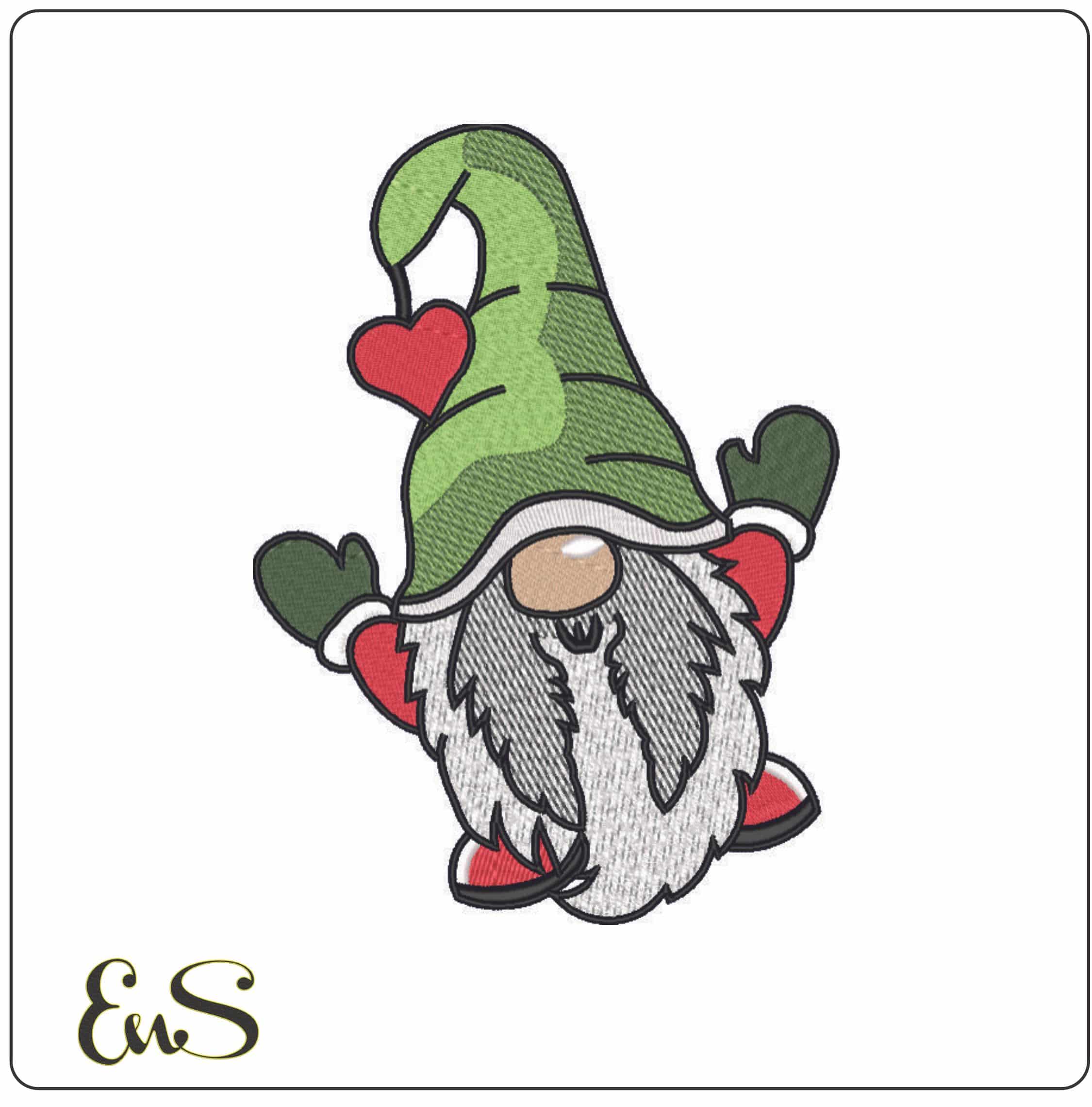 Christmas Gnome-Elegant embroidery design file - instant download