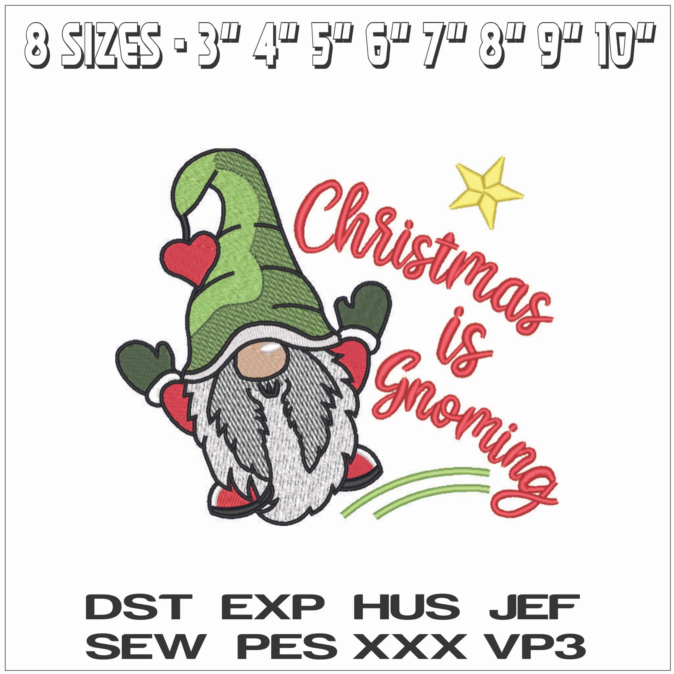 Christmas is Gnoming-Elegant embroidery design file - instant download — view 2