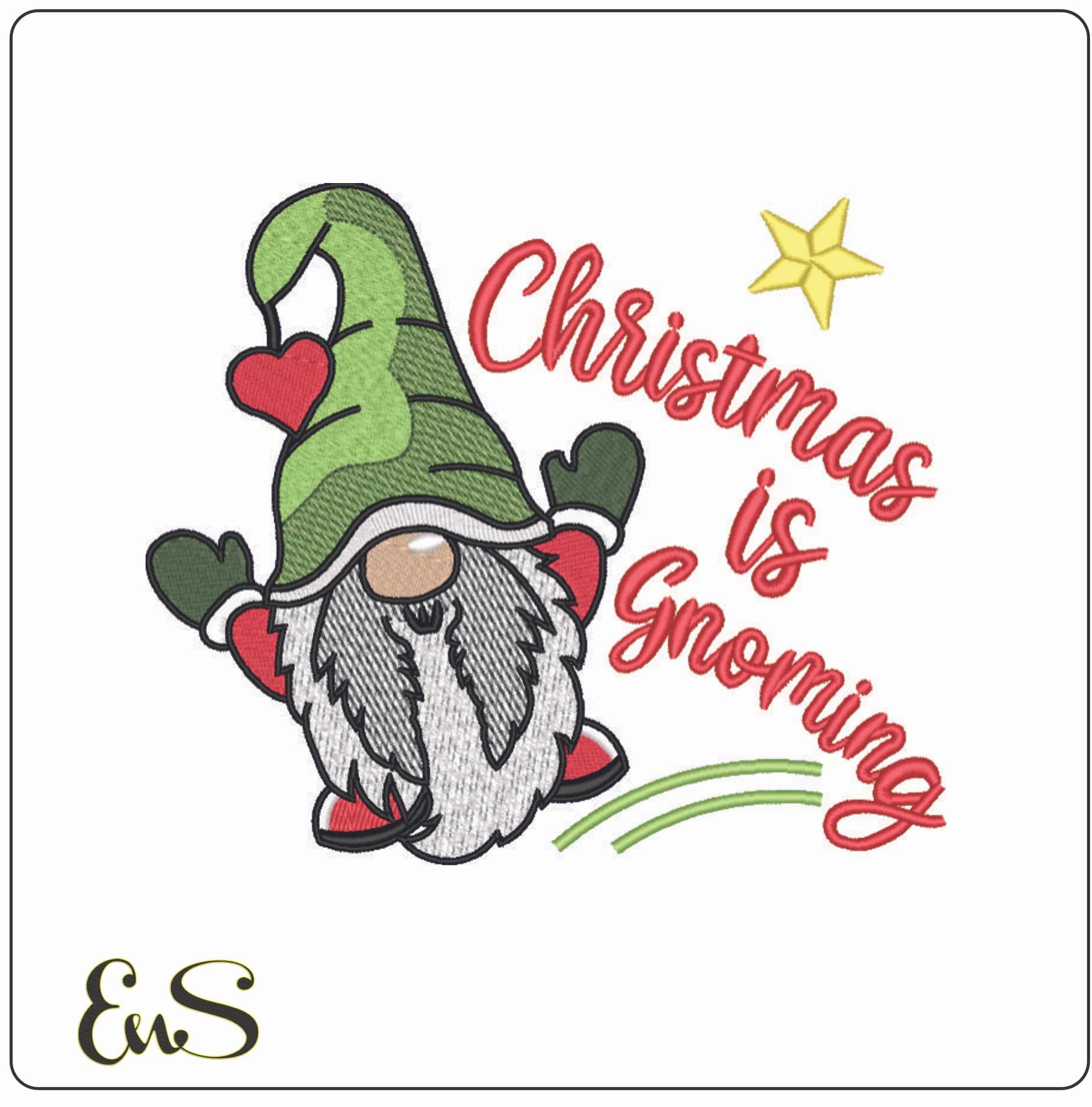 Christmas is Gnoming-Elegant embroidery design file - instant download