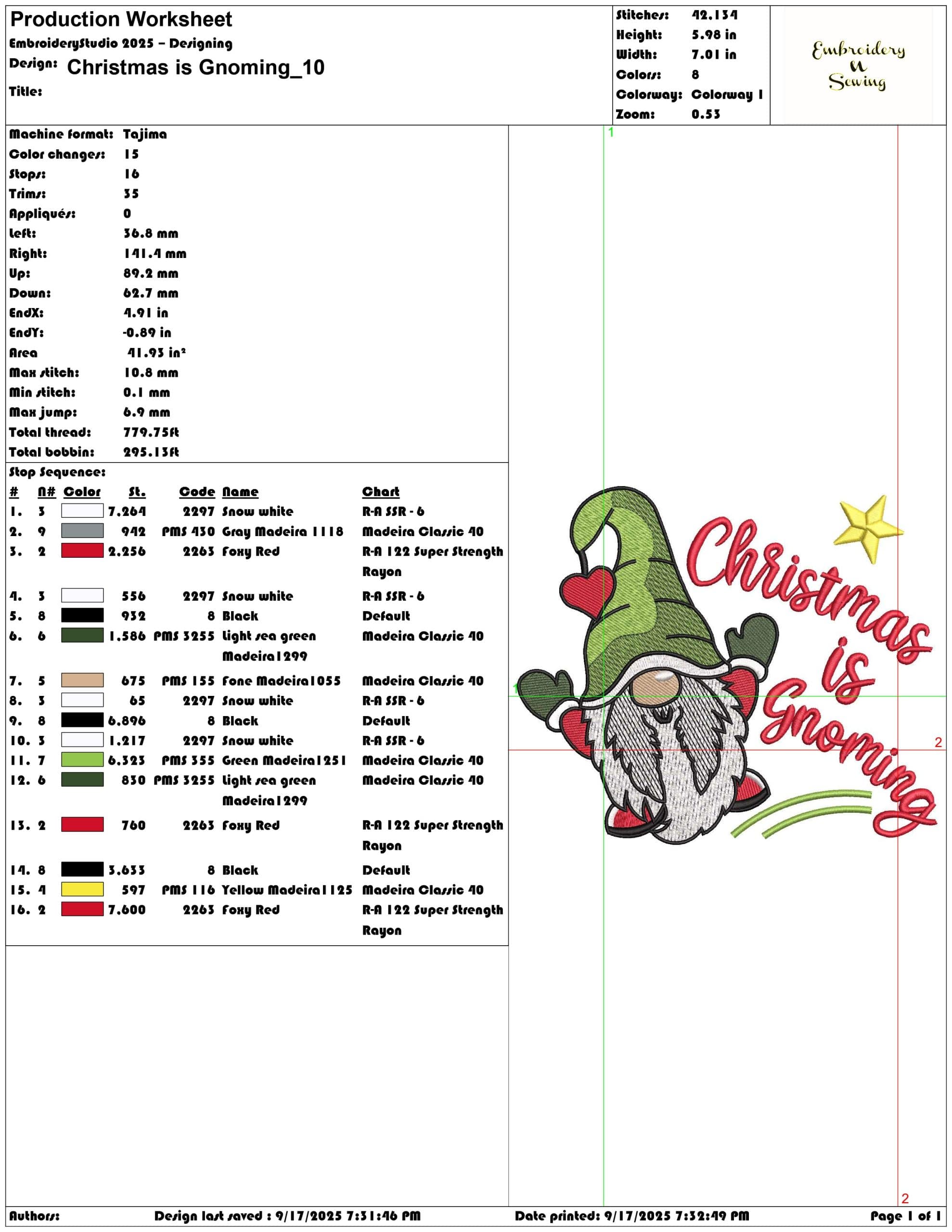 Christmas is Gnoming-Elegant embroidery design file - instant download — view 3