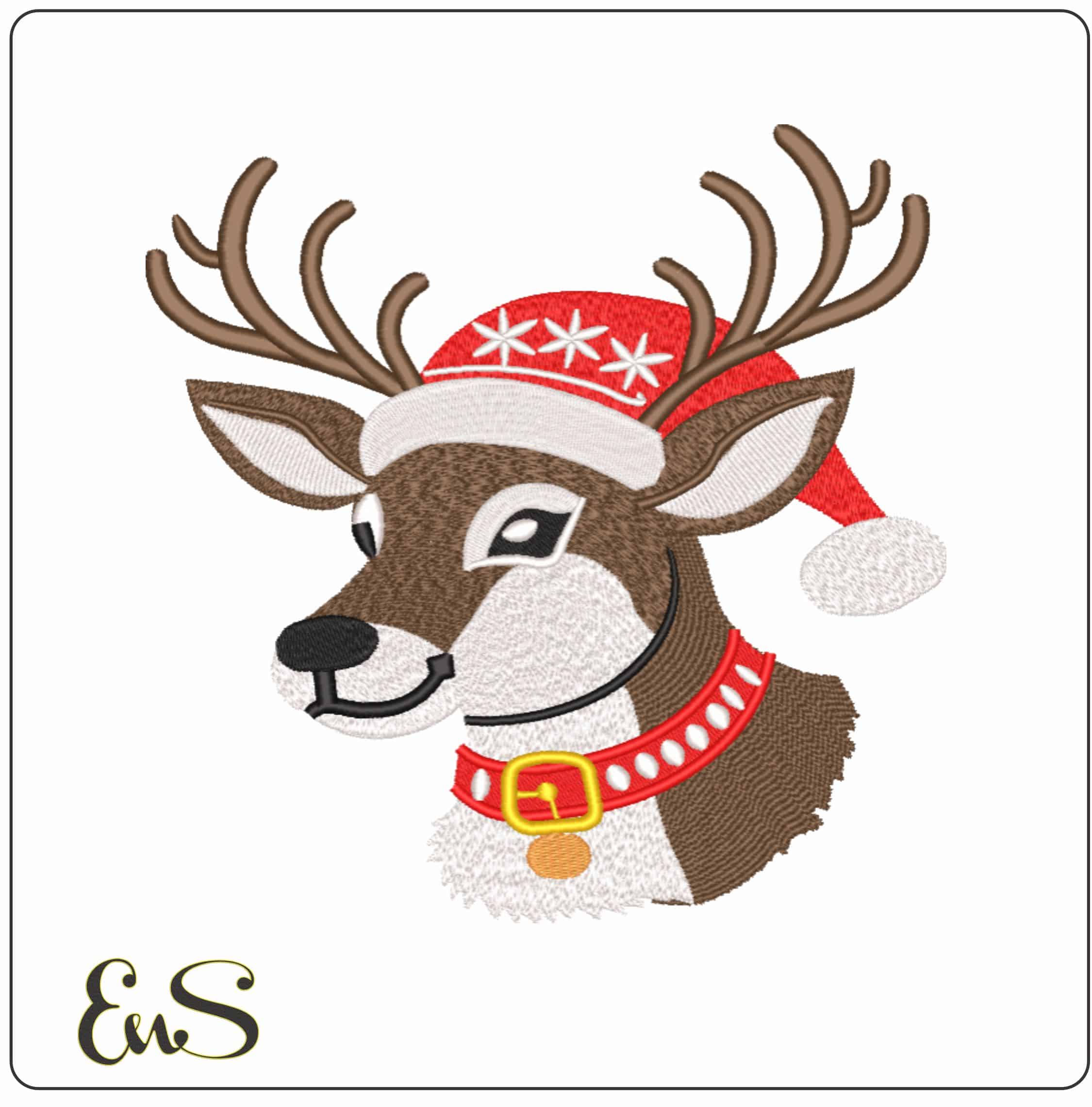 Christmas Reindeer head-Elegant embroidery design file - instant download